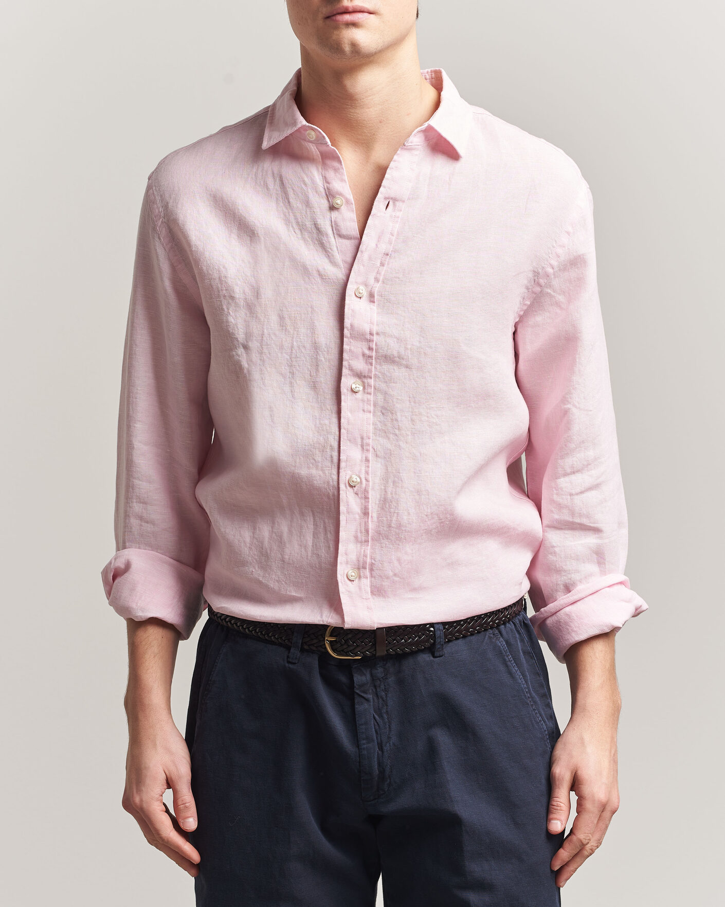 Uomini | Camicie | Charles Tyrwhitt | Pure Linen Slim Fit Shirt Pink