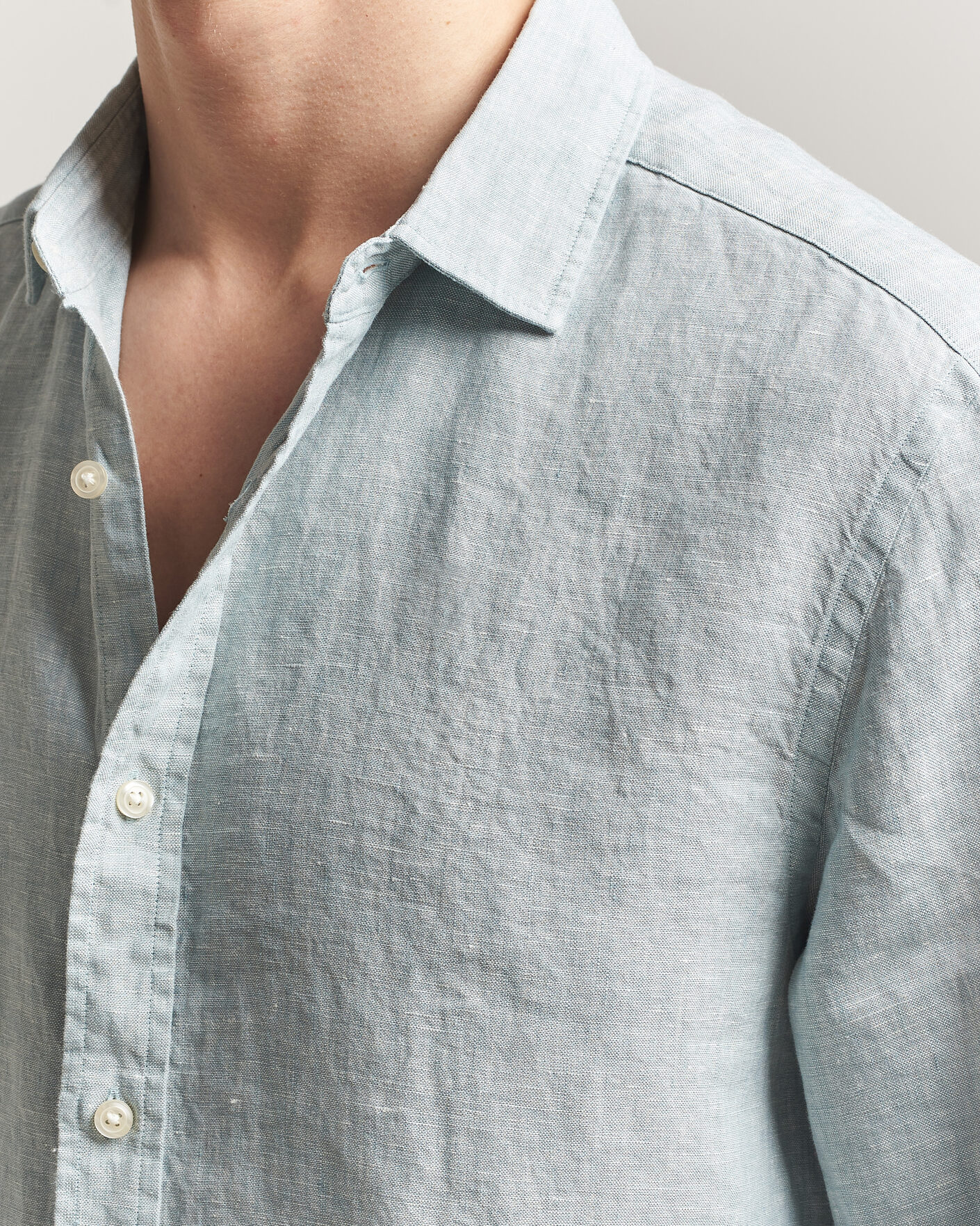 Uomini | Camicie | Charles Tyrwhitt | Pure Linen Slim Fit Shirt Pale Teal Green