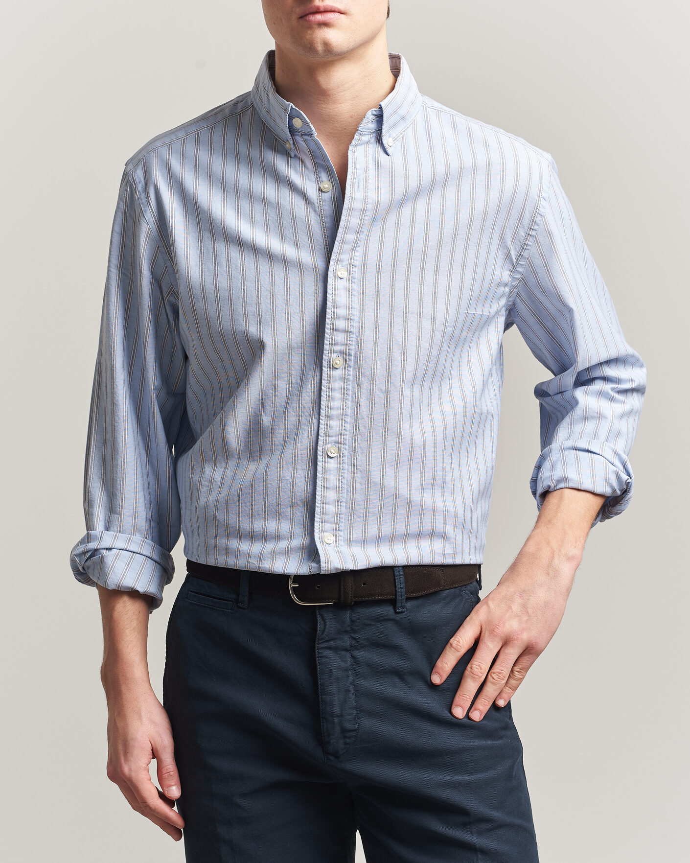 Uomini | Camicie | Charles Tyrwhitt | Button Down Stretch Oxford Shirt Blue