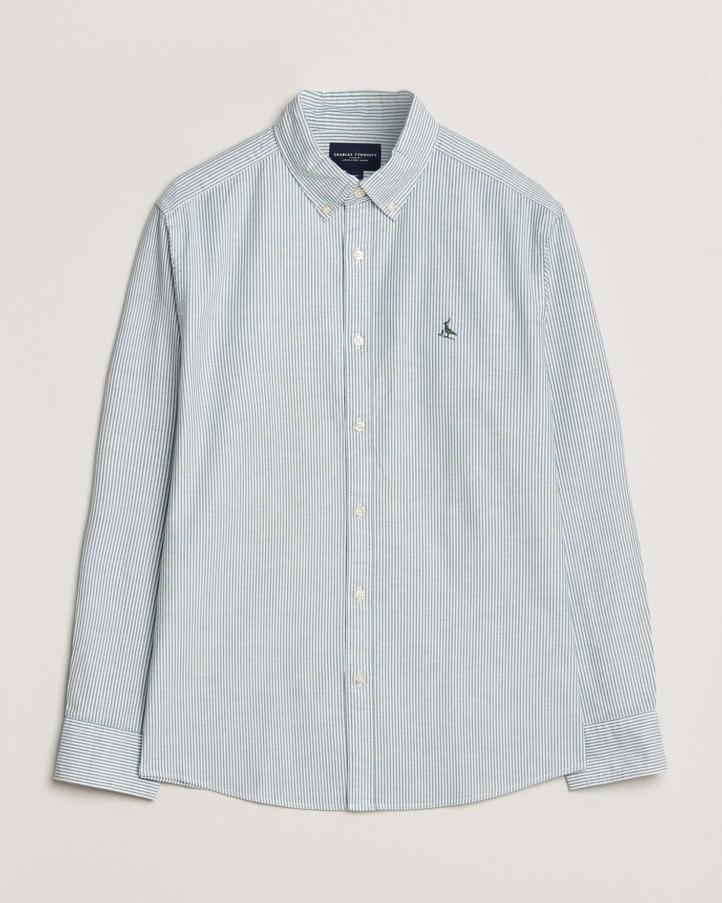 Uomini | Camicie | Charles Tyrwhitt | Button Down Stretch Oxford Shirt Green/White