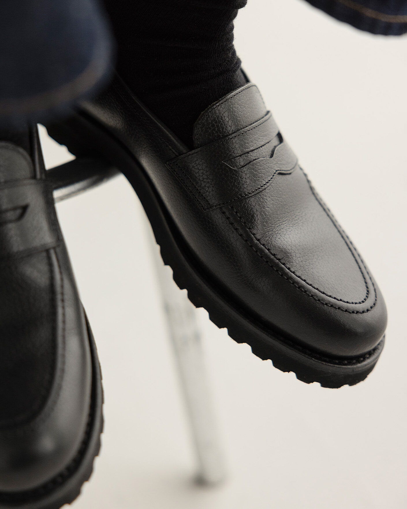 Uomini | Mocassini | Myrqvist for Care of Carl | Myrqvist Stenhammar II Vibram Loafer Black Grained Calf