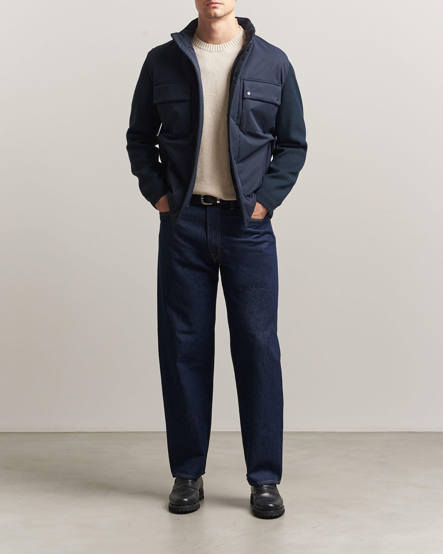 Uomini | Giacche | Woolrich | Two Layers Hybrid Jacket Melton Blue