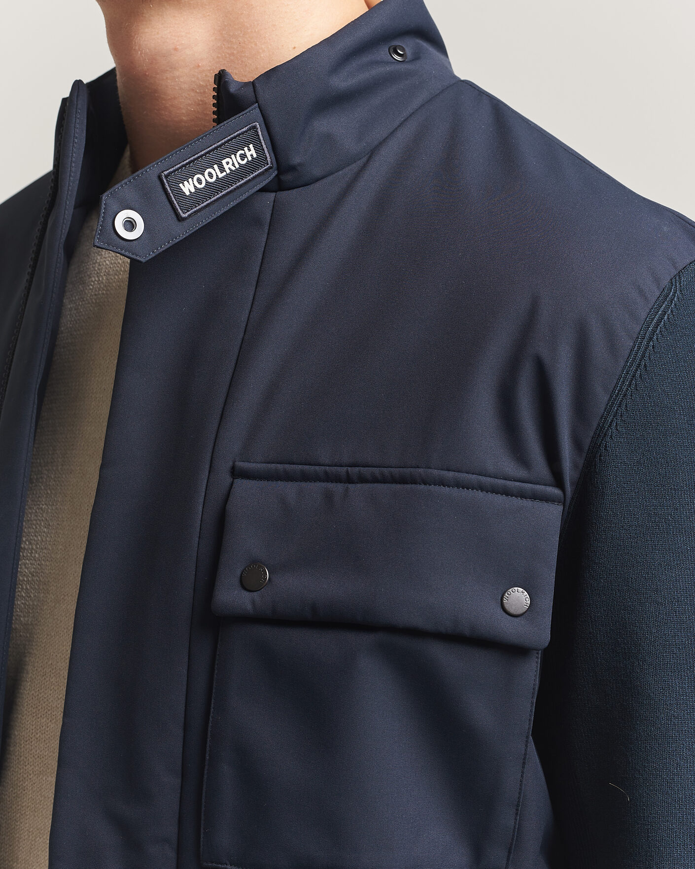 Uomini | Giacche | Woolrich | Two Layers Hybrid Jacket Melton Blue