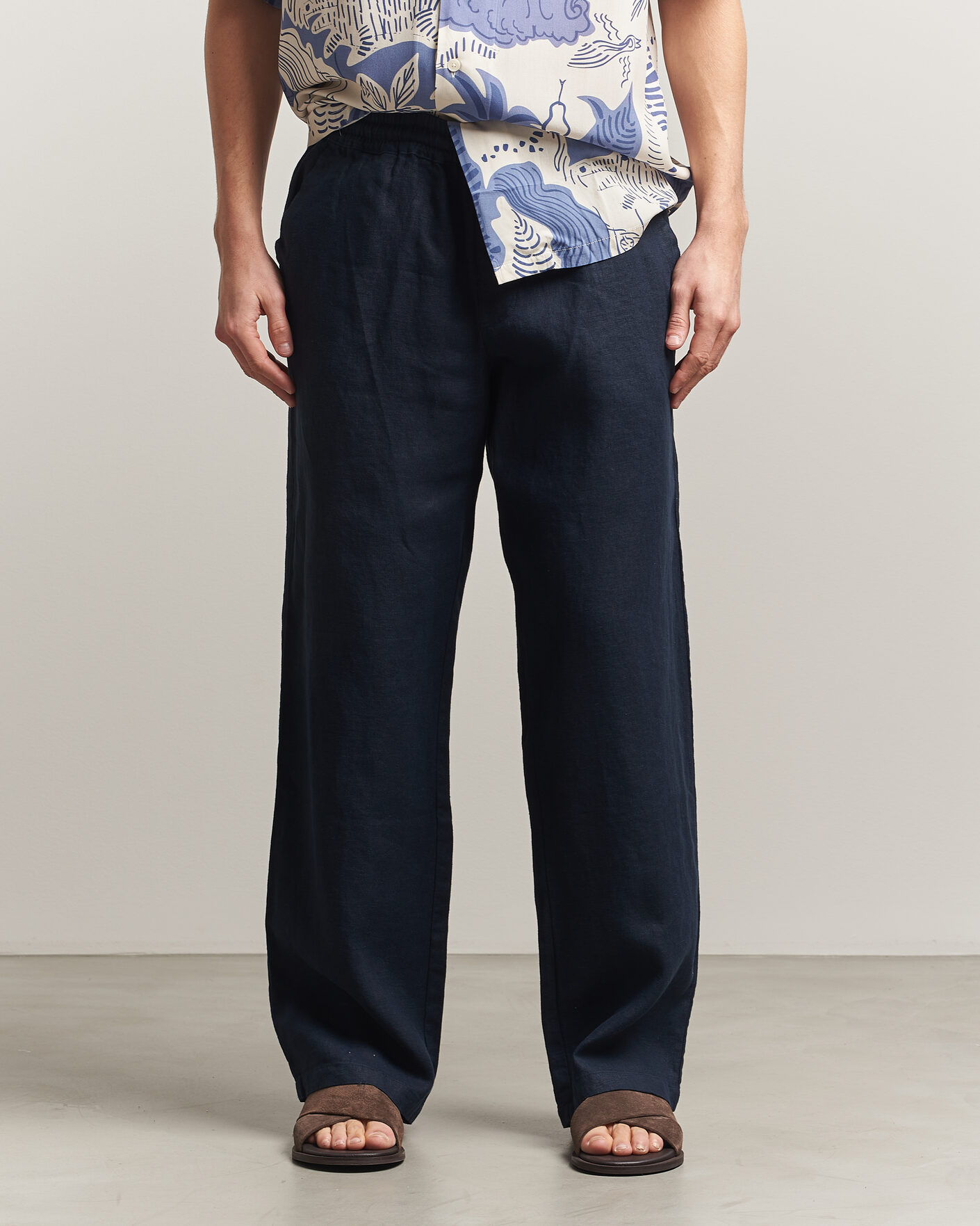Uomini | Pantaloni | OAS | Nino Linen Pants Navy