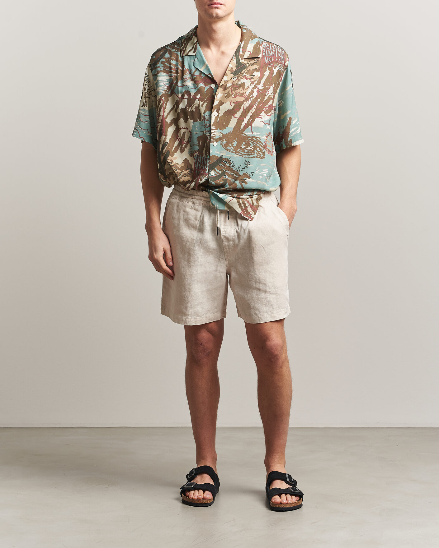 Uomini | Pantaloncini | OAS | Porto Linen Shorts Beige