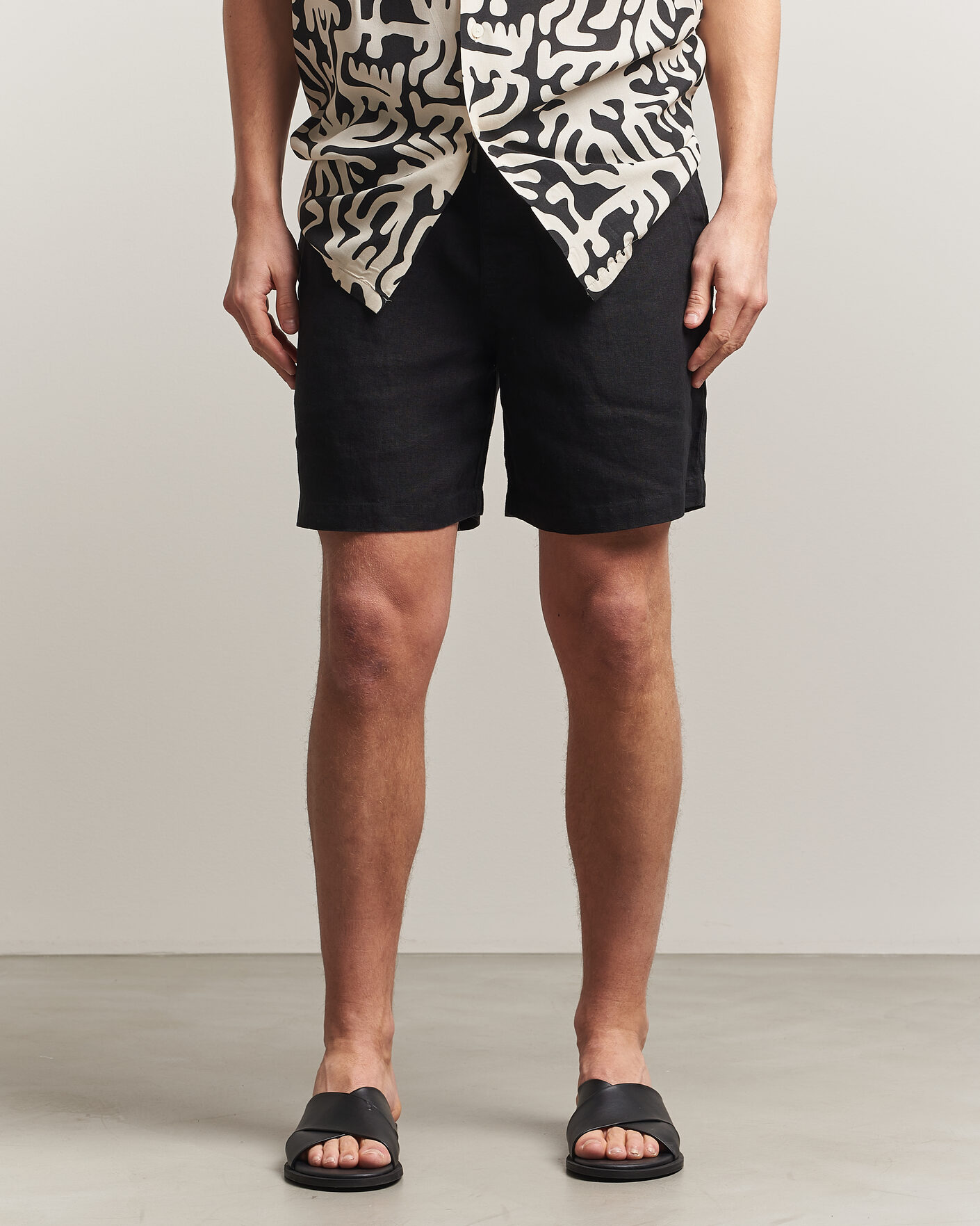 Uomini | Pantaloncini | OAS | Porto Linen Shorts Black