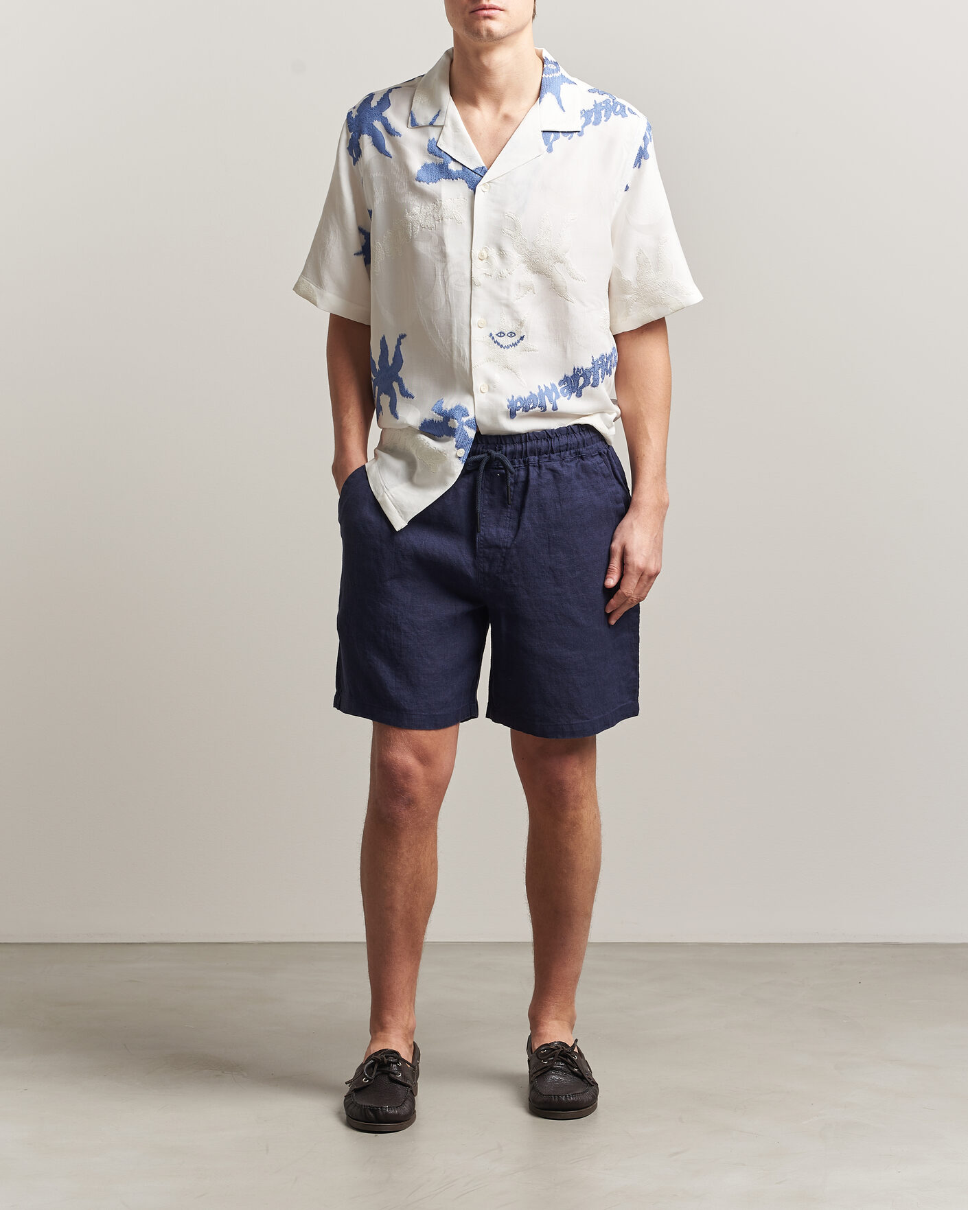 Uomini | Pantaloncini | OAS | Porto Linen Shorts Navy