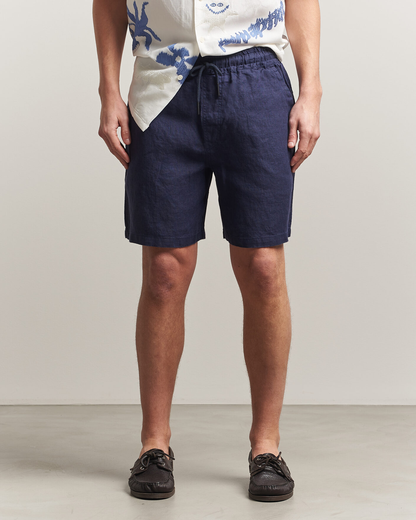 Uomini | Pantaloncini | OAS | Porto Linen Shorts Navy
