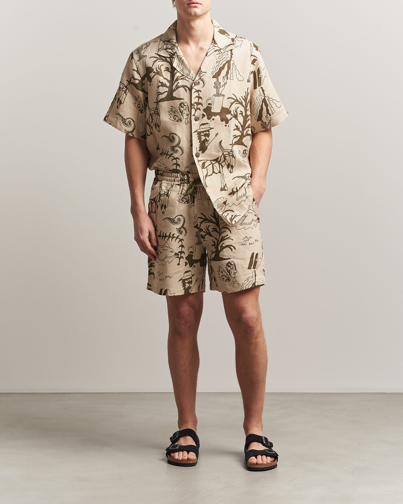 Uomini | Pantaloncini | OAS | Porto Linen Shorts Poplan