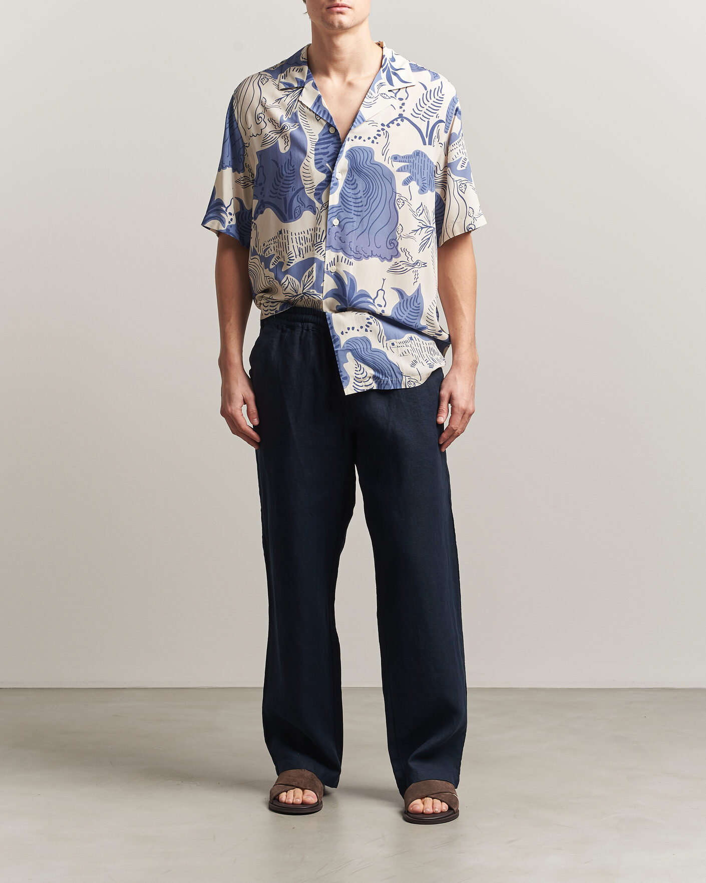 Uomini | Camicie | OAS | Rocco Viscose Short Sleeve Shirt Mystea