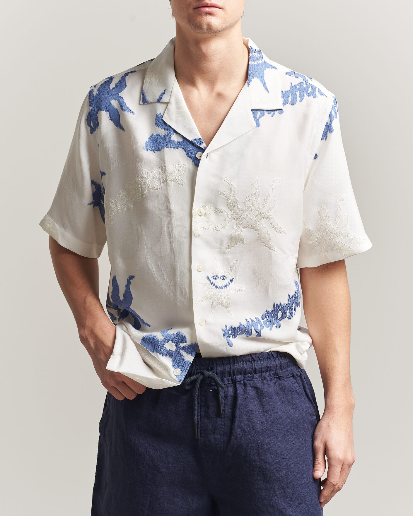 Uomini | Camicie | OAS | Rocco Lyocell Mix Short Sleeve Shirt Romantique