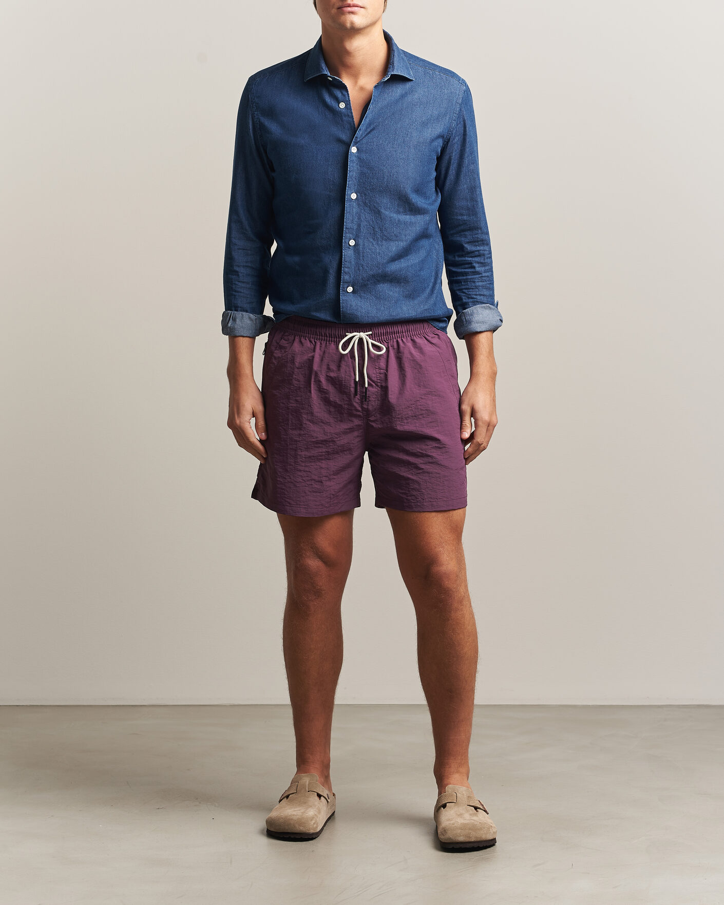 Uomini | Costumi da bagno | OAS | Plain Swimshorts Plum