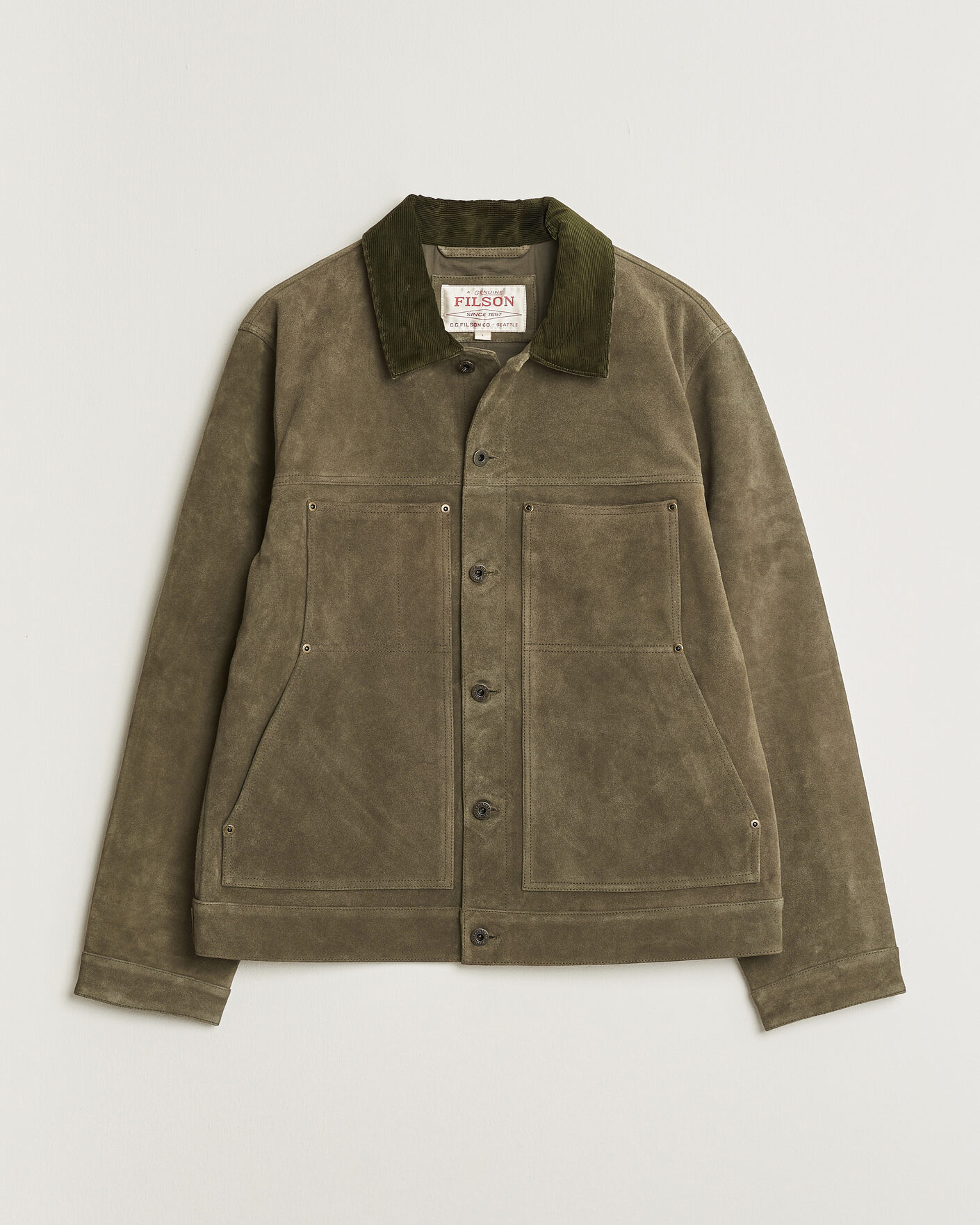 Uomini | Giacche | Filson | Suede Short Cruiser Otter Green
