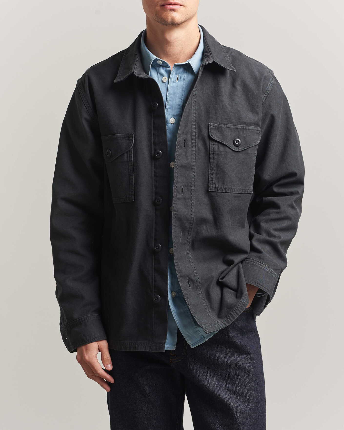 Uomini | Camicie | Filson | Reverse Sateen Jac-Shirt Washed Black