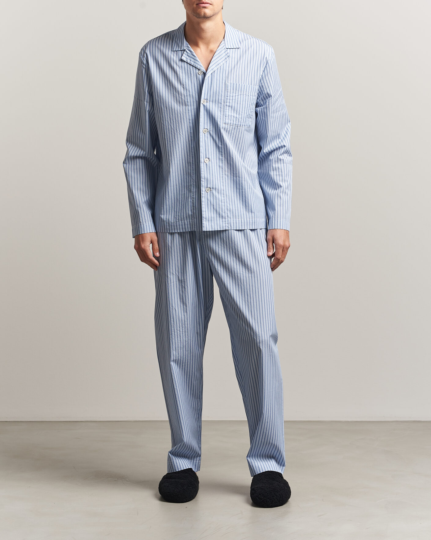 Uomini | Accappatoi & Pigiami | Tekla | Fine Twill Pyjama Shirt Cooper Stripes