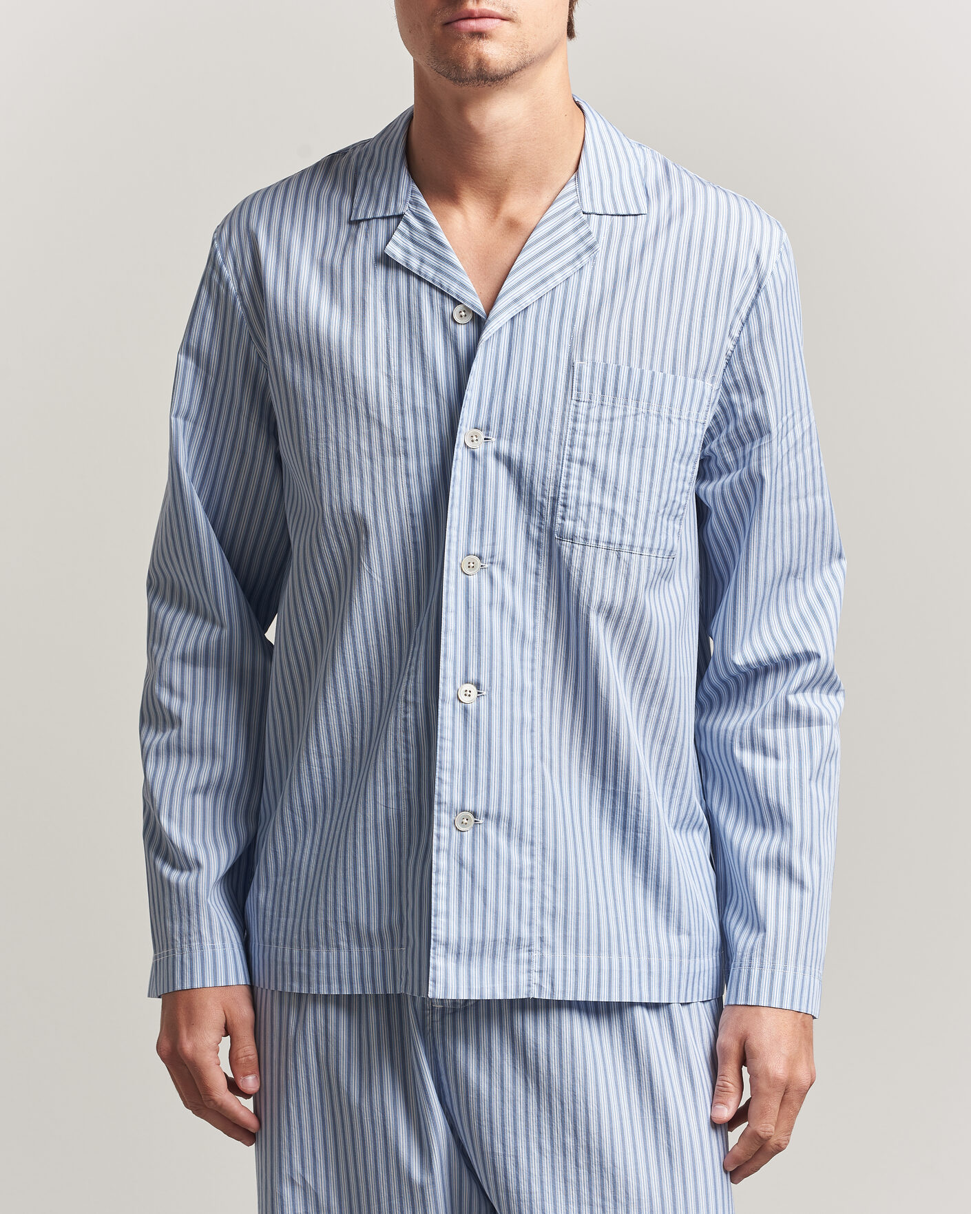 Uomini | Accappatoi & Pigiami | Tekla | Fine Twill Pyjama Shirt Cooper Stripes