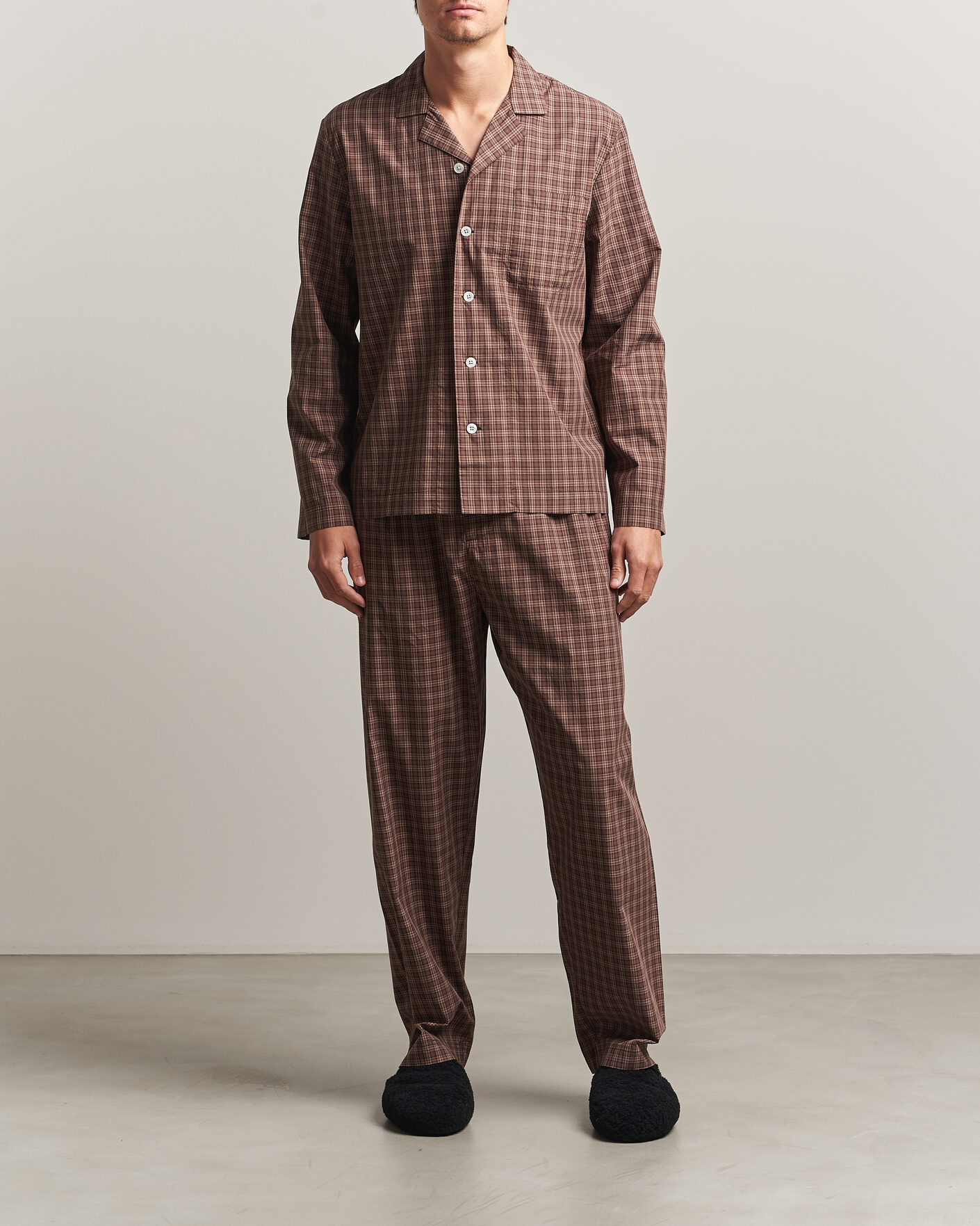 Uomini | Accappatoi & Pigiami | Tekla | Fine Twill Pyjama Shirt Serra Checks