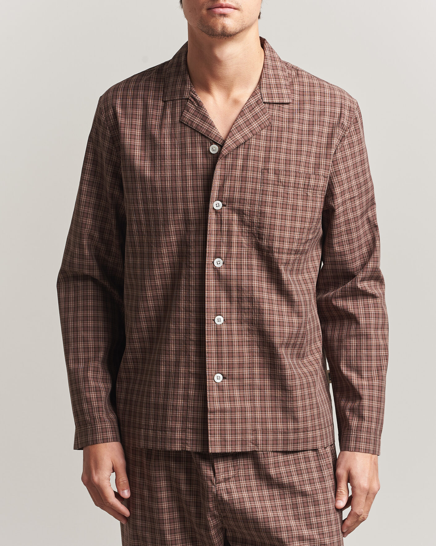 Uomini | Accappatoi & Pigiami | Tekla | Fine Twill Pyjama Shirt Serra Checks