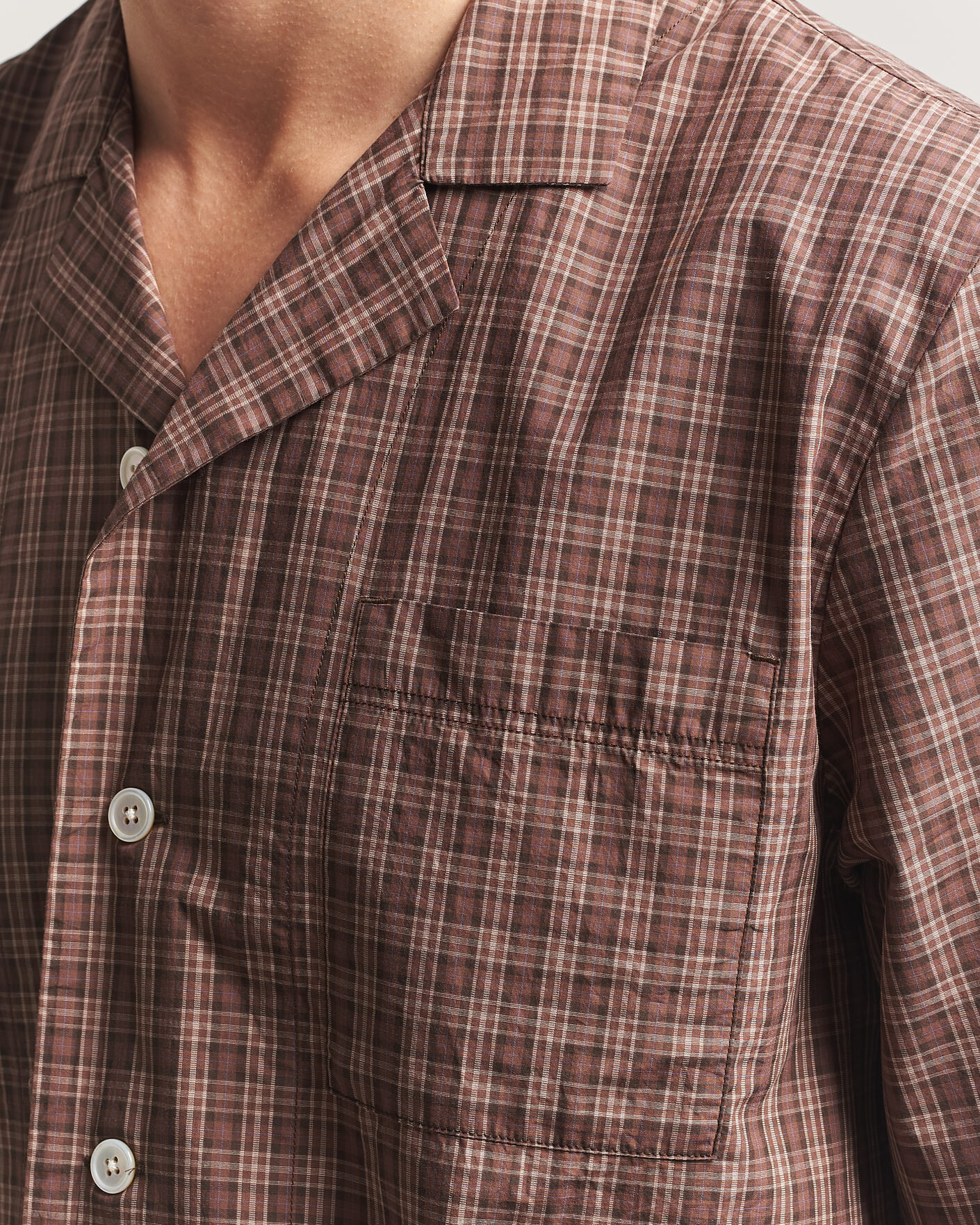 Uomini | Accappatoi & Pigiami | Tekla | Fine Twill Pyjama Shirt Serra Checks