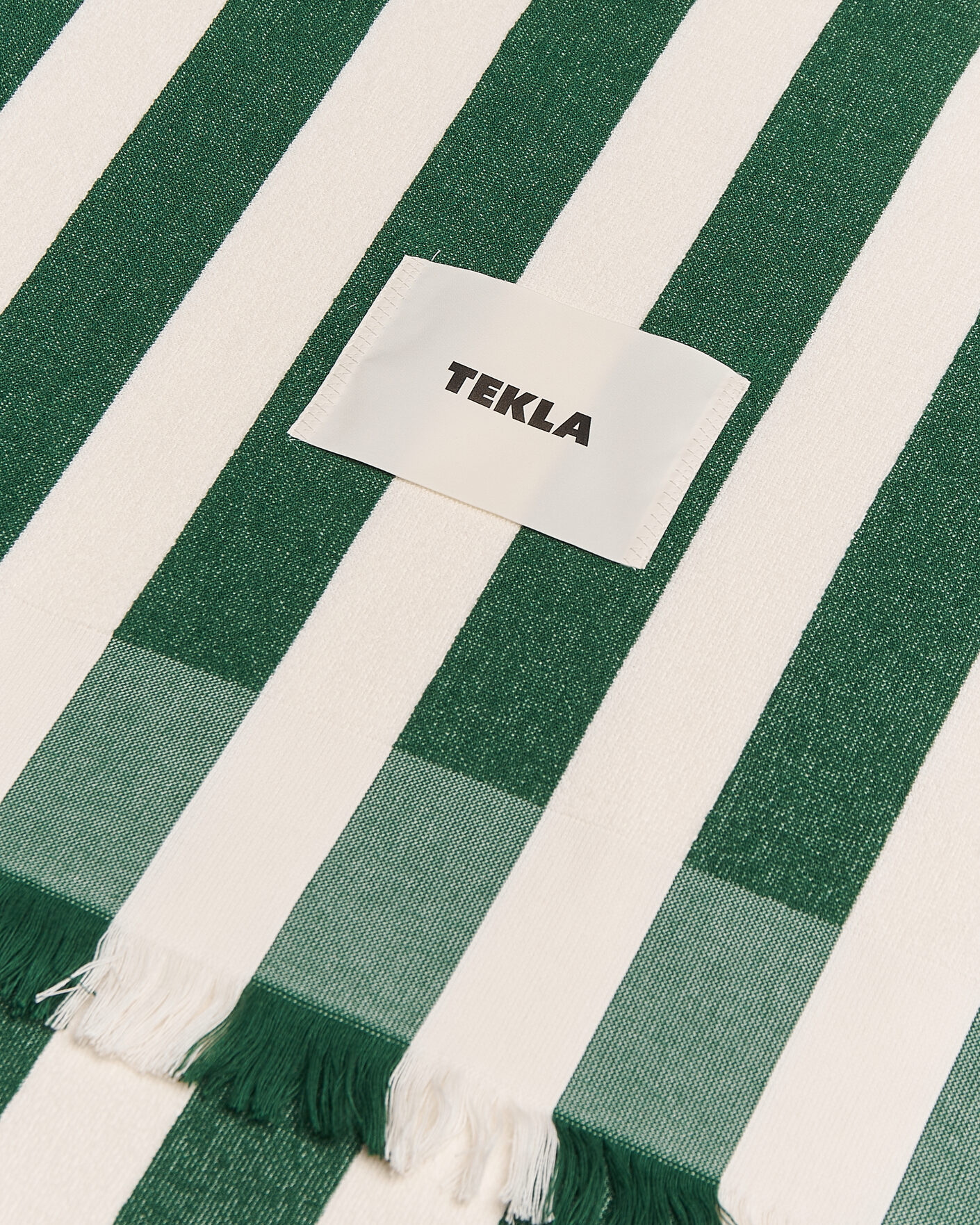 Uomini | Tekla Organic Terry Beach Towel Green Deck Stripes | Tekla | Organic Terry Beach Towel Green Deck Stripes