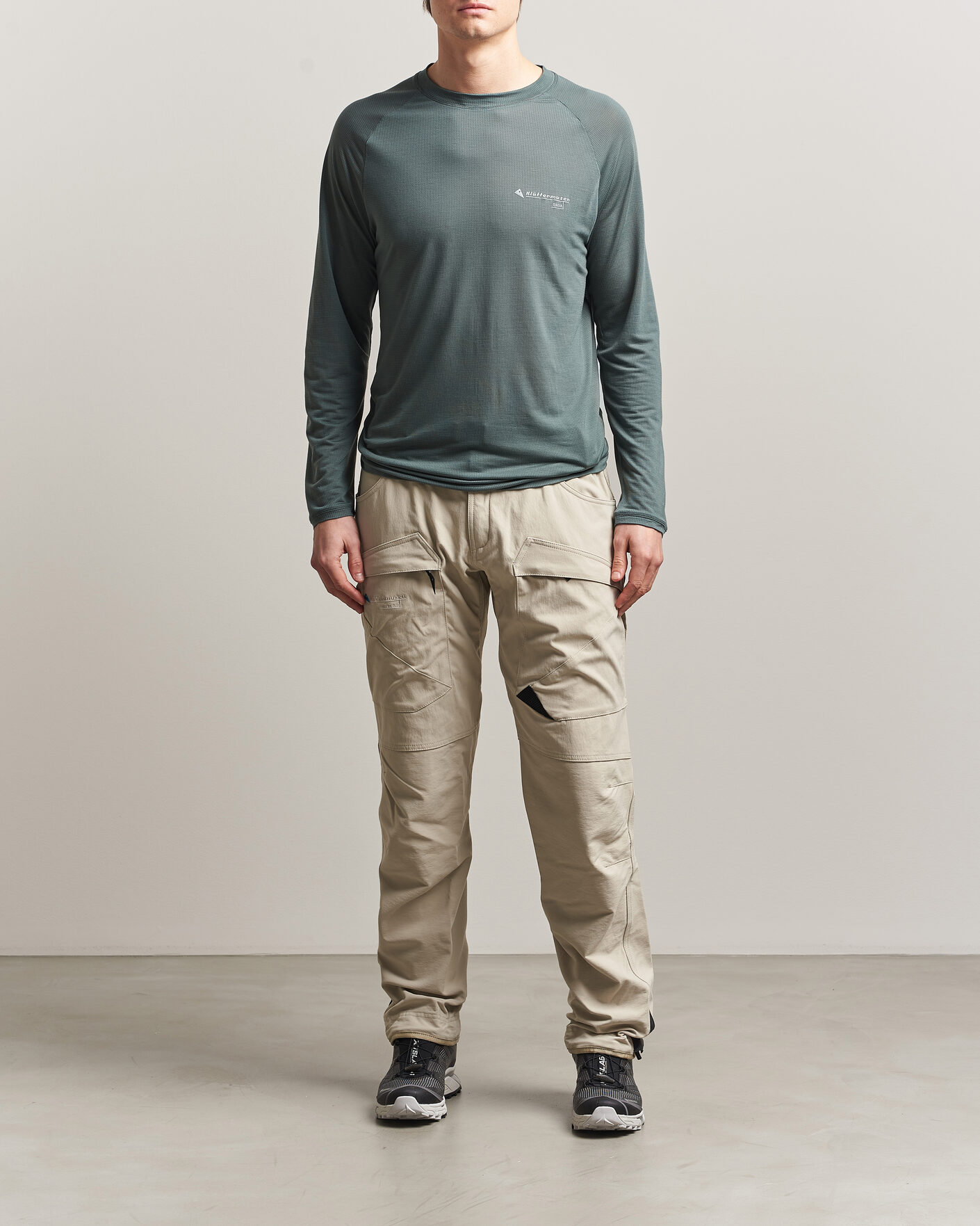 Uomini | T-shirt | Klättermusen | Groa Lightweight Tencel Long Sleeve T-Shirt Teal Grey