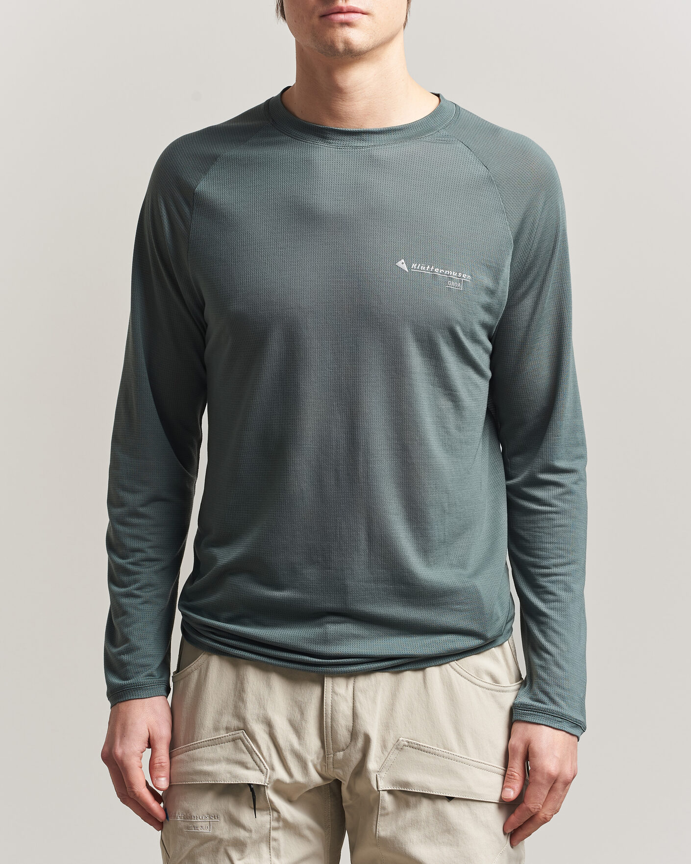 Uomini | T-shirt | Klättermusen | Groa Lightweight Tencel Long Sleeve T-Shirt Teal Grey
