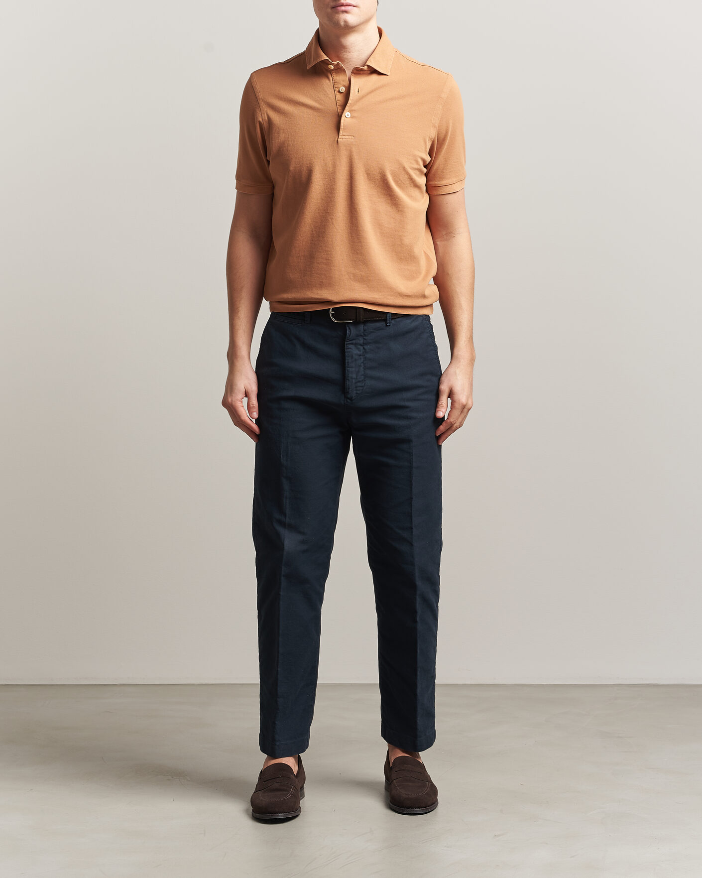 Uomini | Polo | Gran Sasso | Washed Polo Apricot Orange