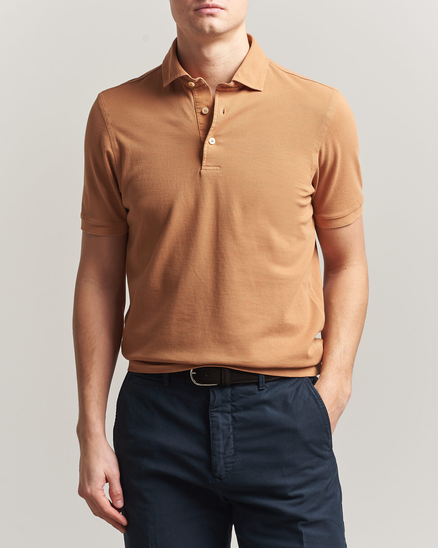 Uomini | Polo | Gran Sasso | Washed Polo Apricot Orange