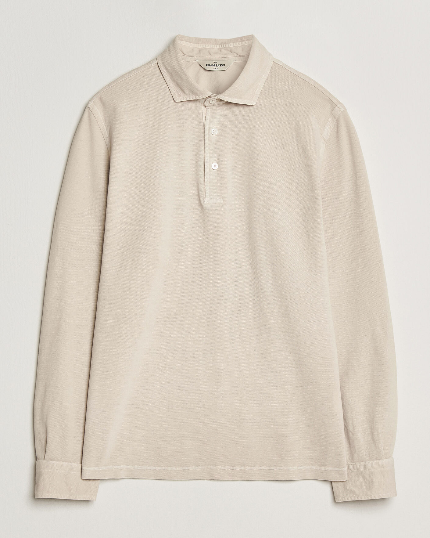 Uomini | Polo | Gran Sasso | Washed Long Sleeve Polo Beige Melange