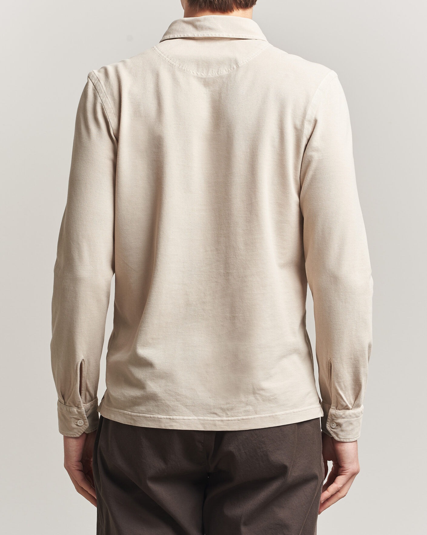 Uomini | Polo | Gran Sasso | Washed Long Sleeve Polo Beige Melange