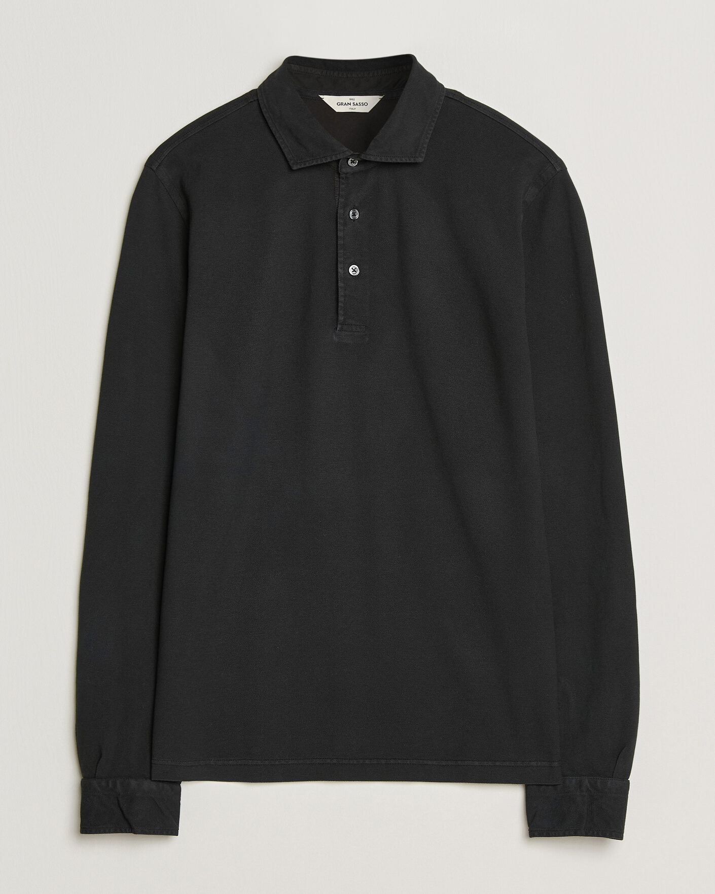 Uomini | Polo | Gran Sasso | Washed Long Sleeve Polo Black