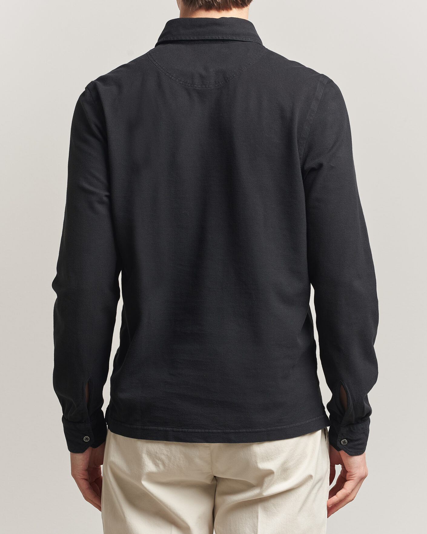 Uomini | Polo | Gran Sasso | Washed Long Sleeve Polo Black