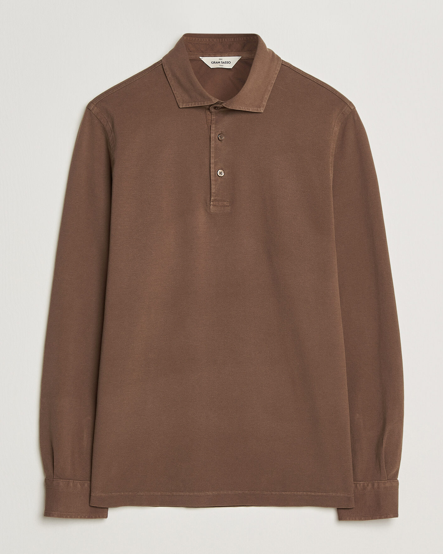 Uomini | Polo | Gran Sasso | Washed Long Sleeve Polo Brown
