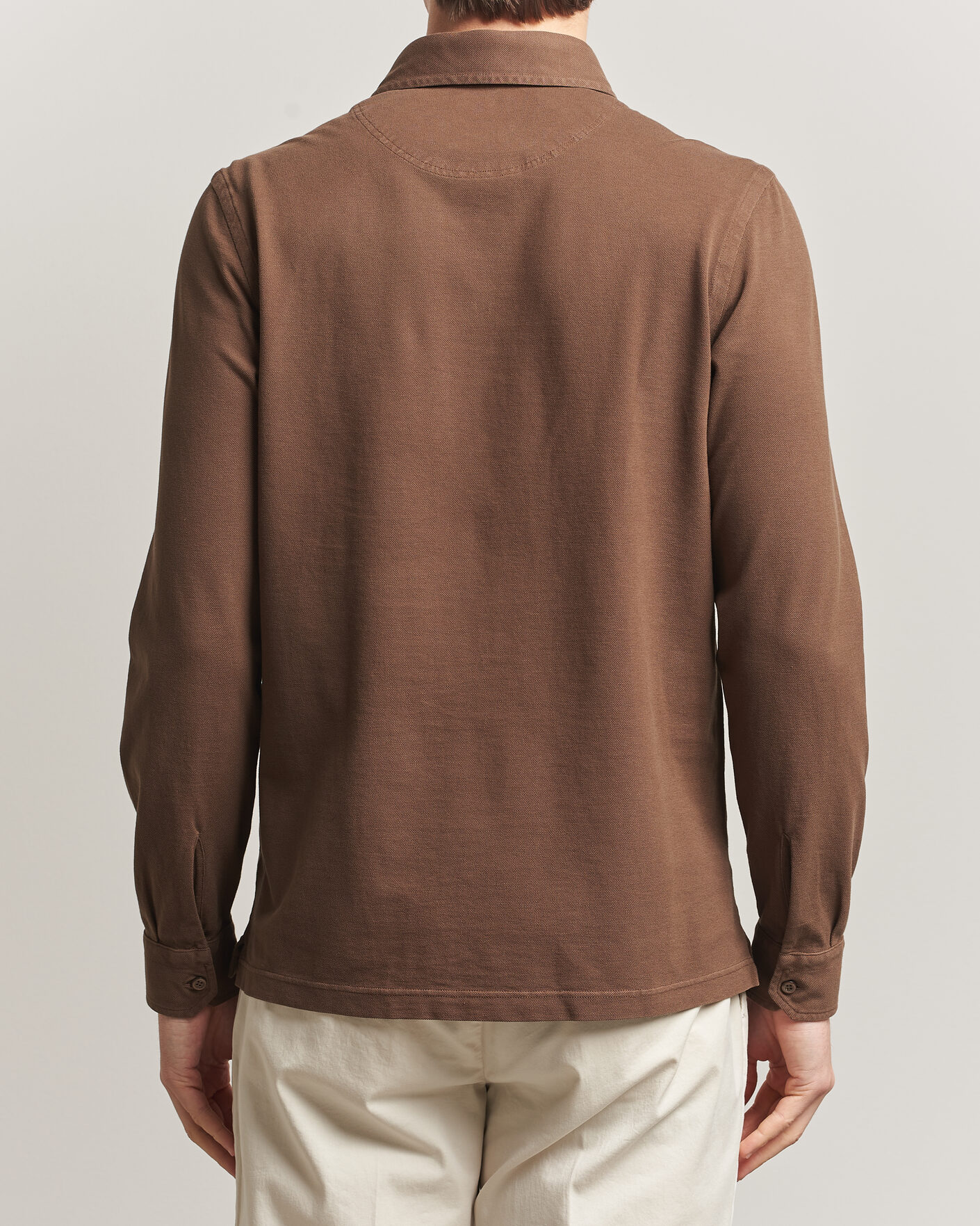 Uomini | Polo | Gran Sasso | Washed Long Sleeve Polo Brown