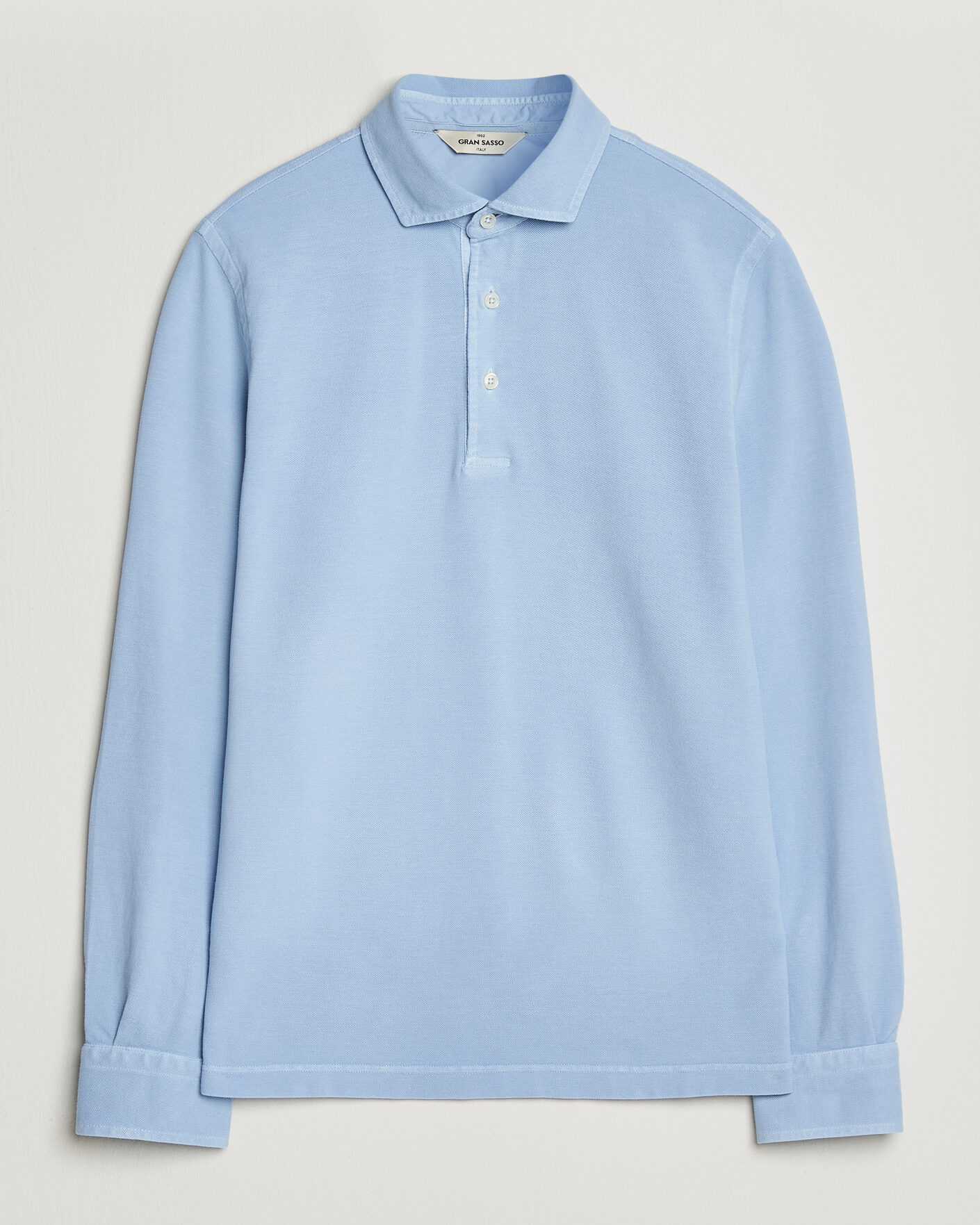 Uomini | Polo | Gran Sasso | Washed Long Sleeve Polo Light Blue