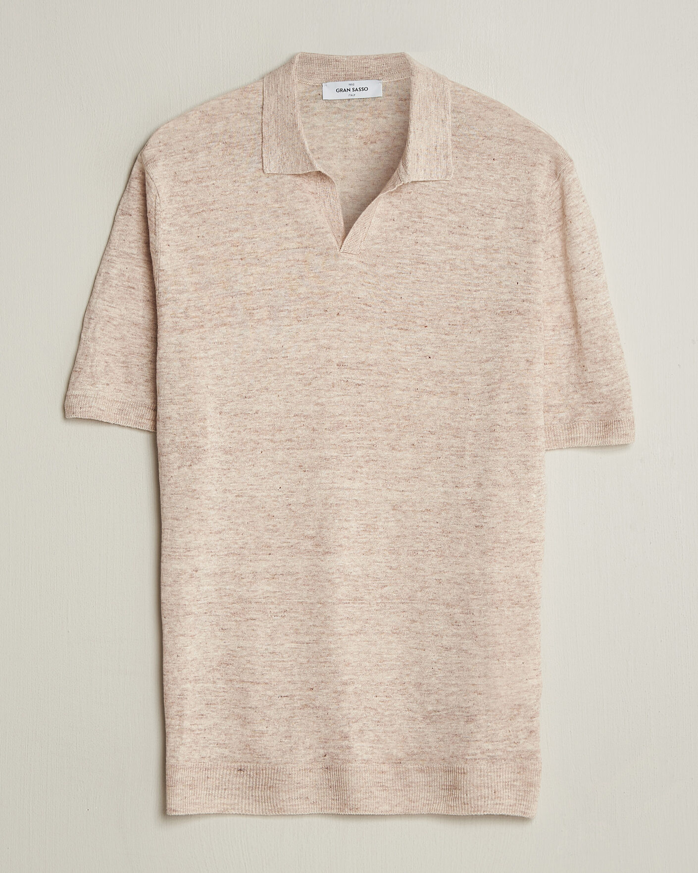 Uomini | Polo | Gran Sasso | Washed Knitted Linen Polo Beige Melange