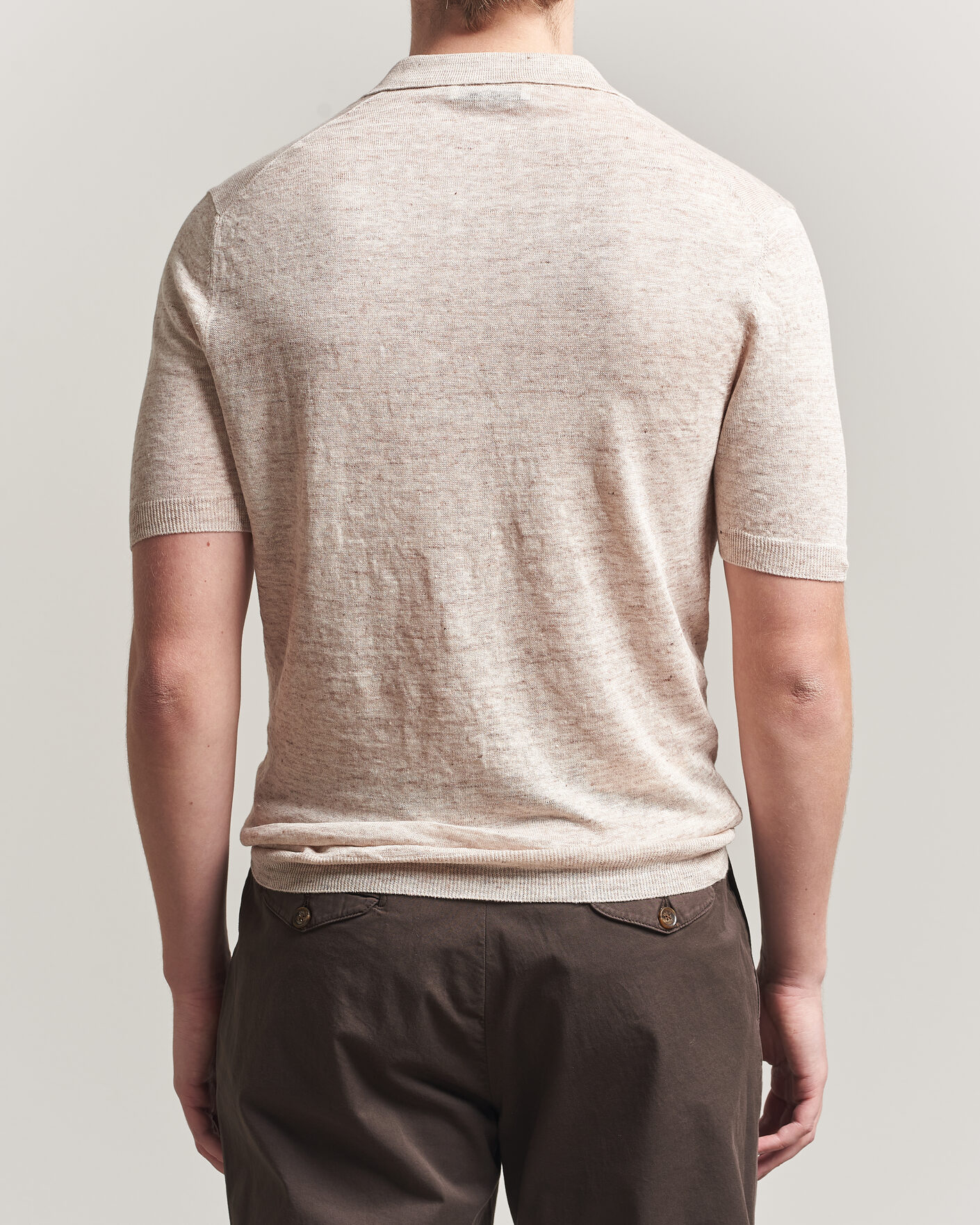 Uomini | Polo | Gran Sasso | Washed Knitted Linen Polo Beige Melange