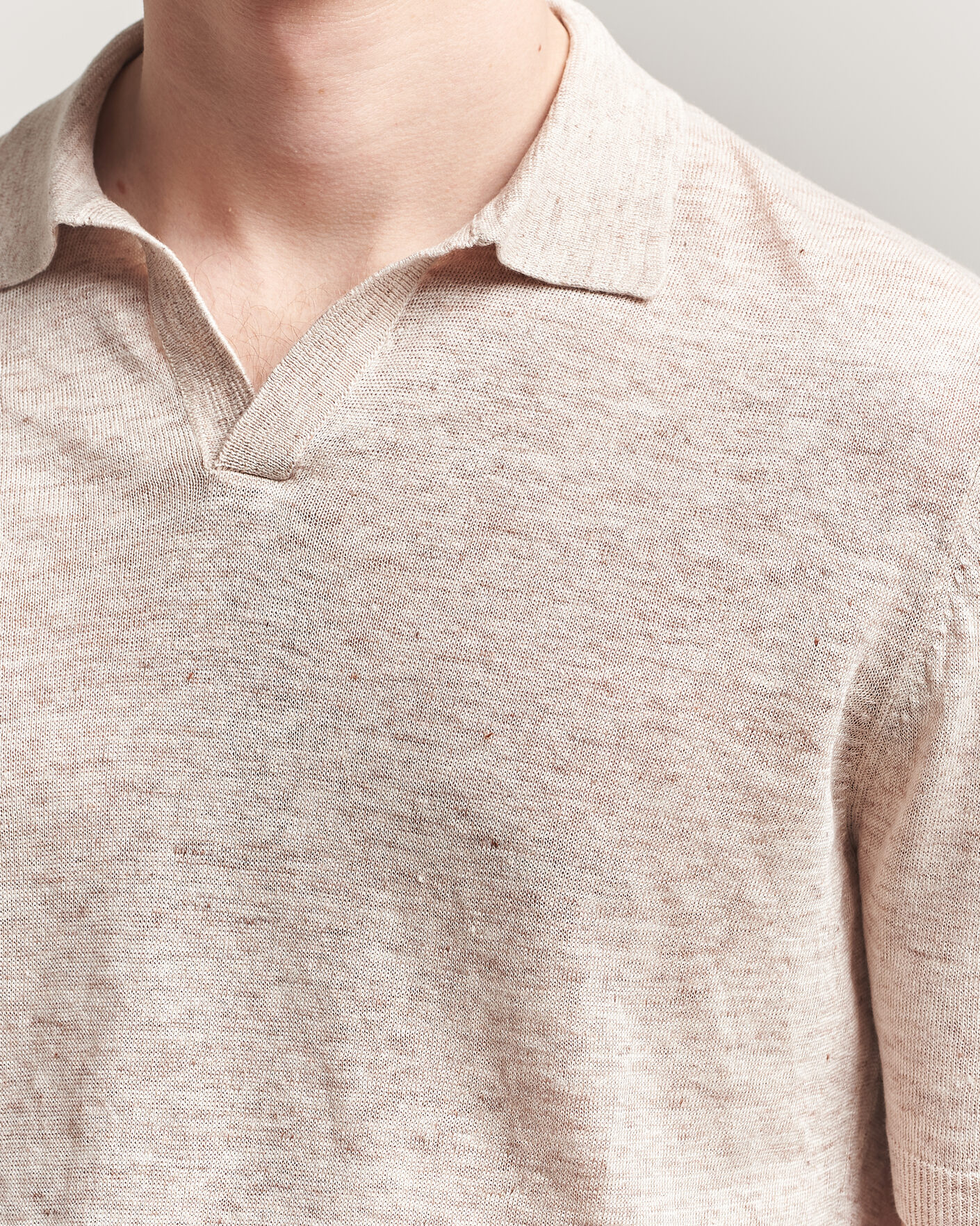Uomini | Polo | Gran Sasso | Washed Knitted Linen Polo Beige Melange