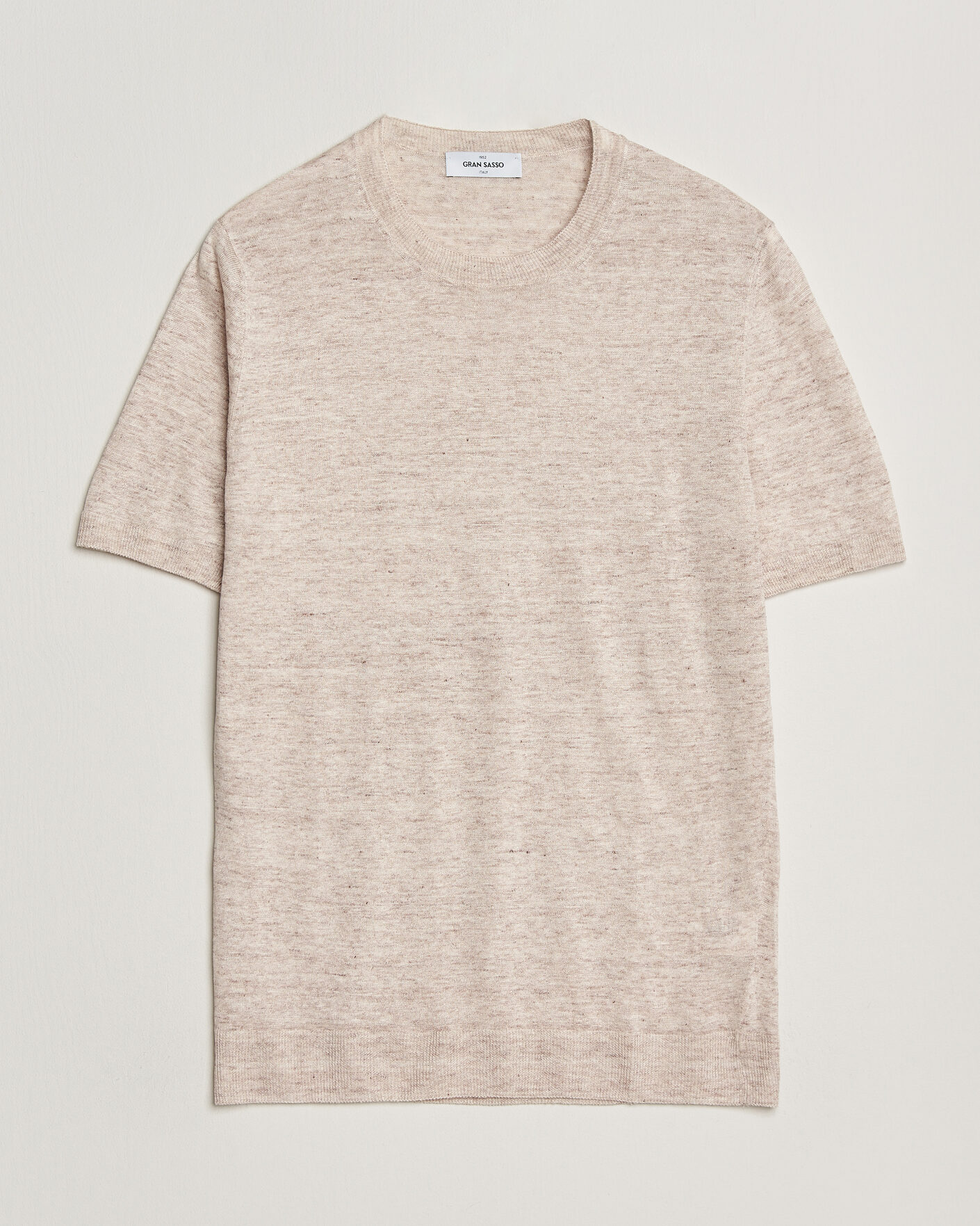 Uomini | T-shirt | Gran Sasso | Washed Knitted Linen T-Shirt Beige Melange