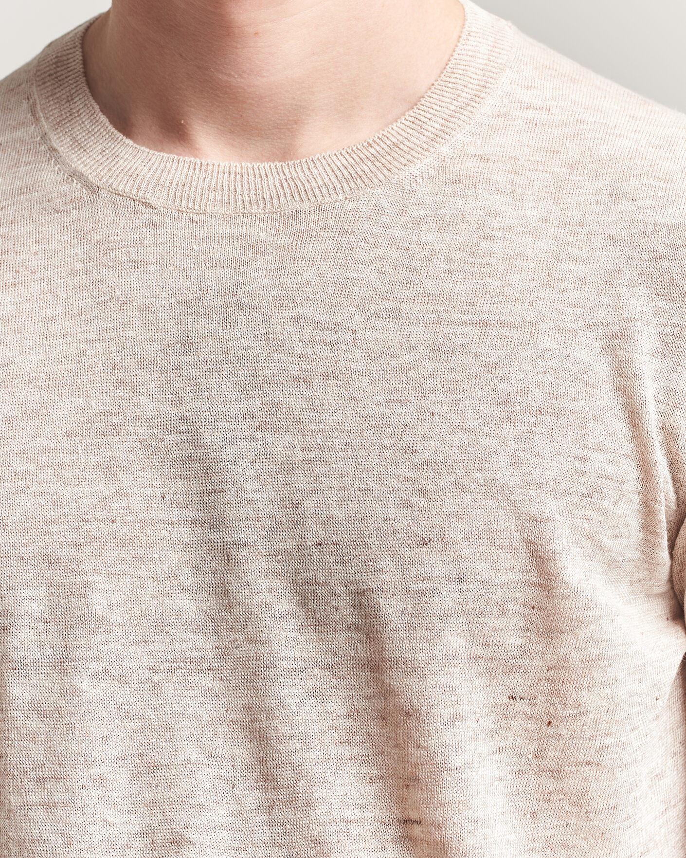 Uomini | T-shirt | Gran Sasso | Washed Knitted Linen T-Shirt Beige Melange