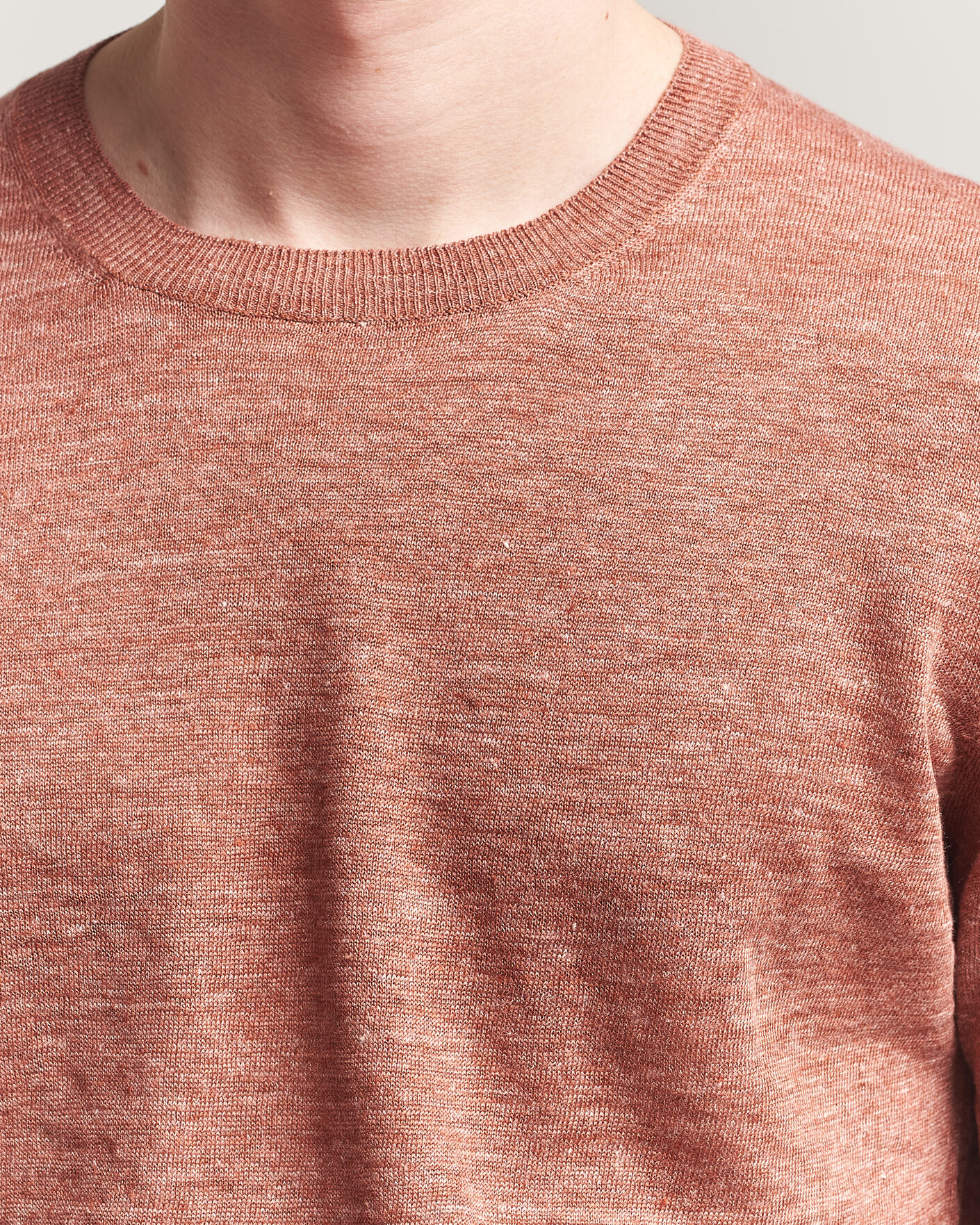 Uomini | T-shirt | Gran Sasso | Washed Knitted Linen T-Shirt Apricot Orange Melange