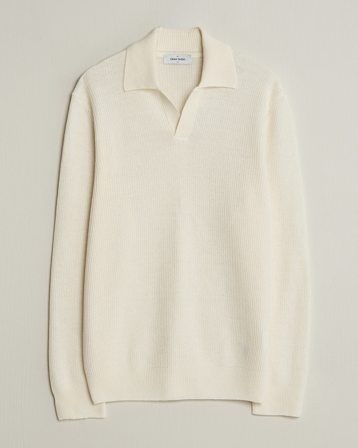 Uomini | Maglieria | Gran Sasso | Linen/Cotton Open Collar Knitted Polo Cream
