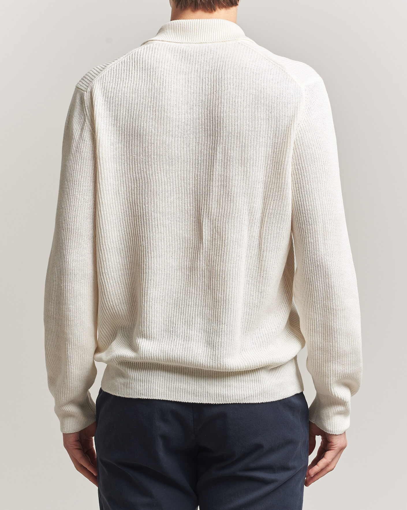 Uomini | Maglieria | Gran Sasso | Linen/Cotton Open Collar Knitted Polo Cream