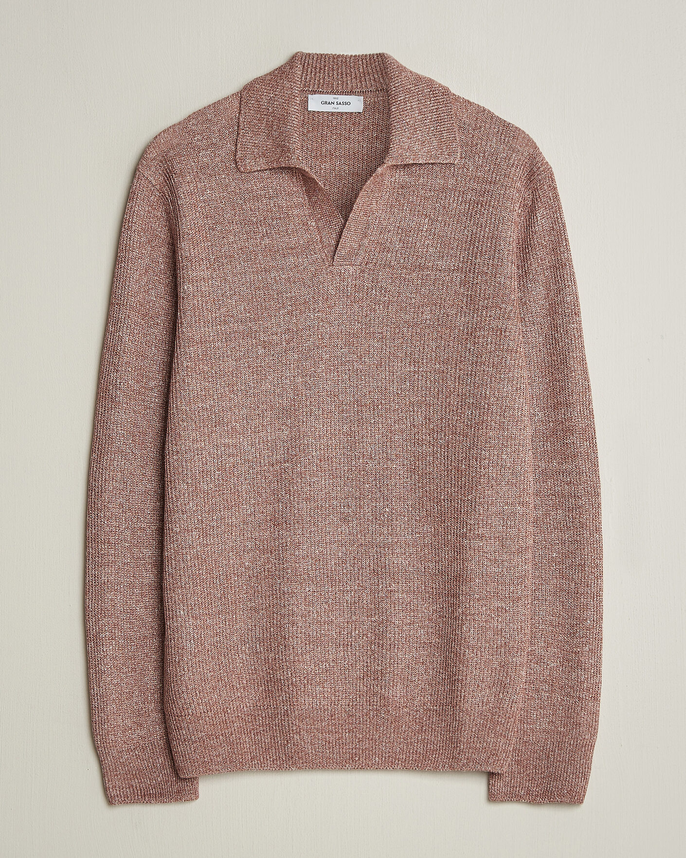 Uomini | Maglieria | Gran Sasso | Linen/Cotton Open Collar Knitted Polo Rust Melange