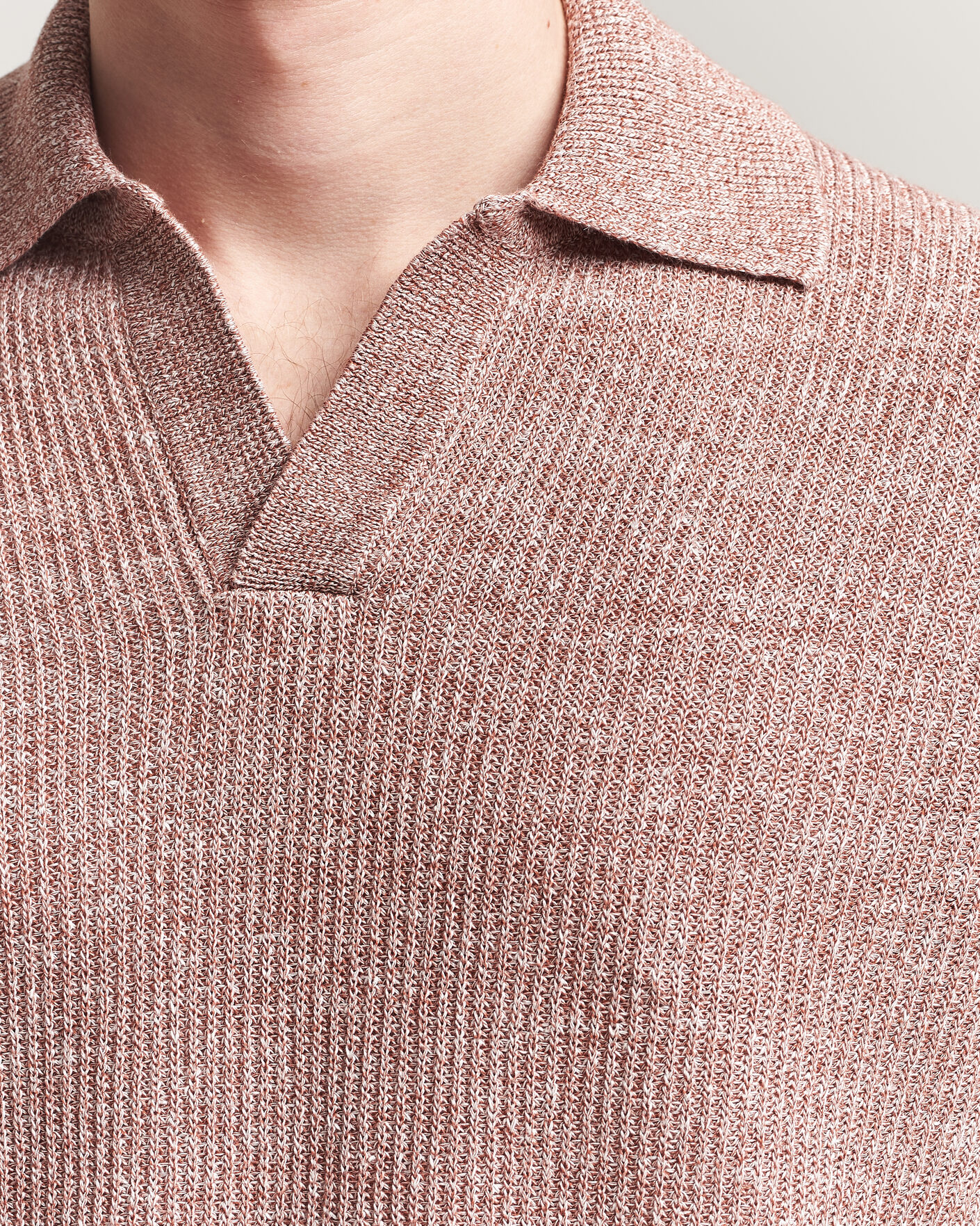 Uomini | Maglieria | Gran Sasso | Linen/Cotton Open Collar Knitted Polo Rust Melange