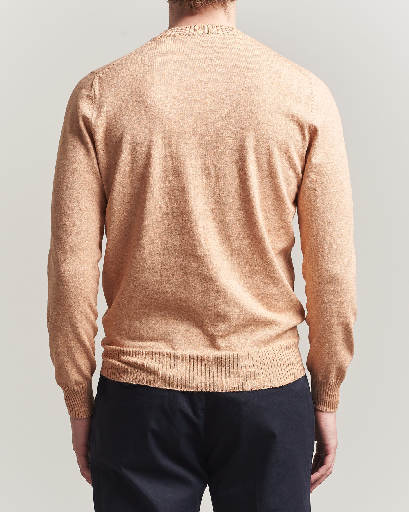 Uomini | Maglieria | Gran Sasso | Cotton/Cashmere Knitted Crew Neck Sweater Apricot Orange Melange