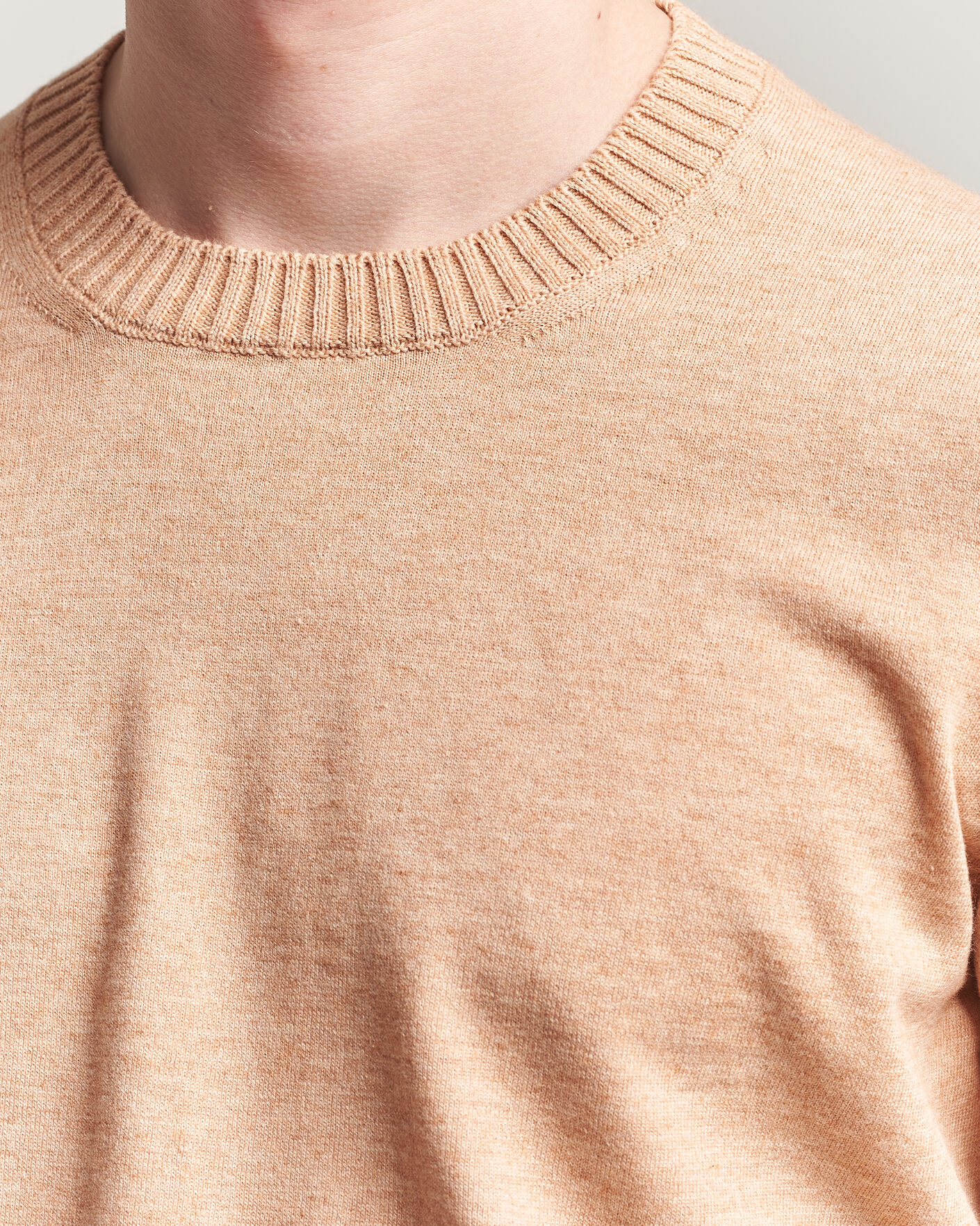 Uomini | Maglieria | Gran Sasso | Cotton/Cashmere Knitted Crew Neck Sweater Apricot Orange Melange