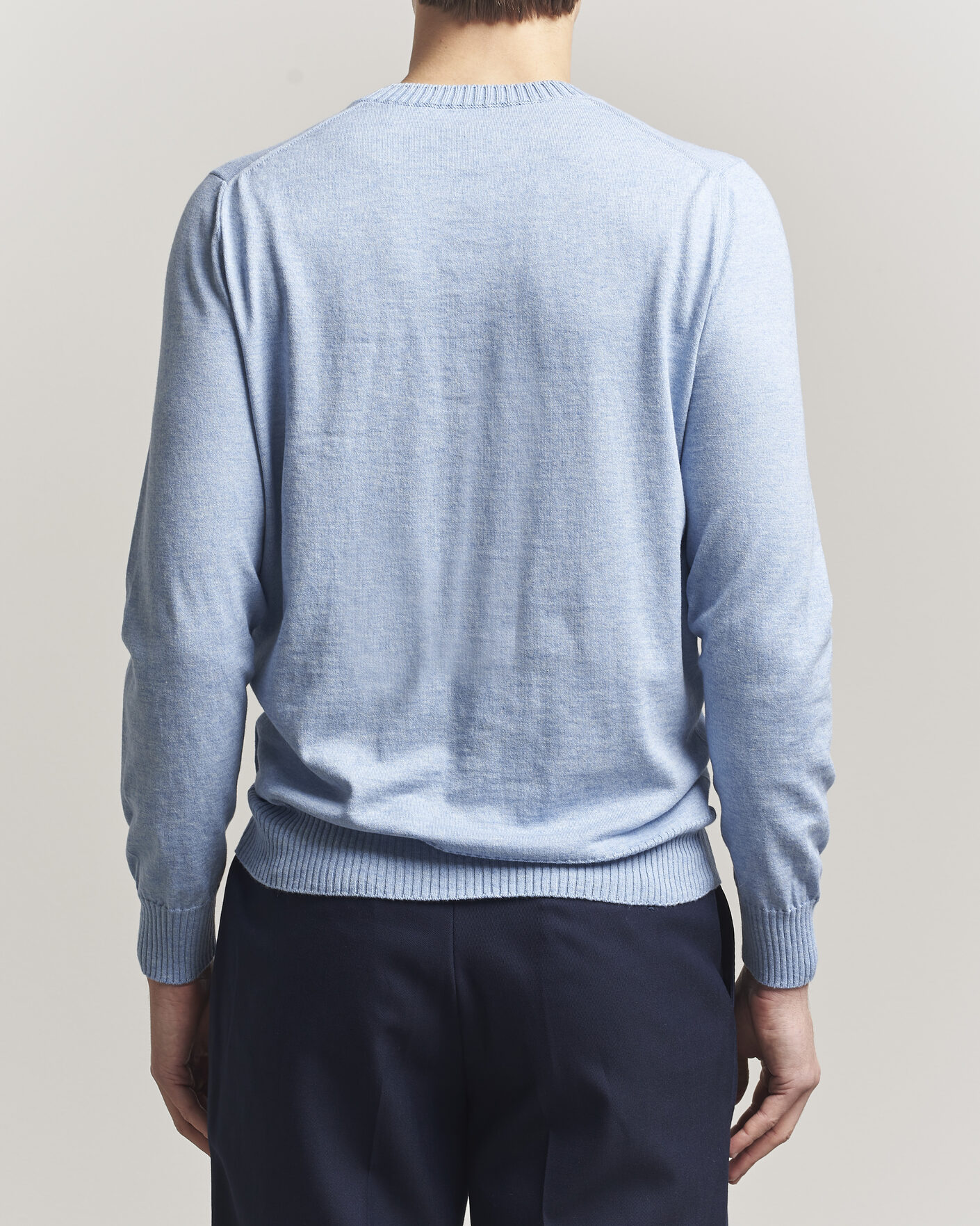 Uomini | Maglieria | Gran Sasso | Cotton/Cashmere Knitted Crew Neck Sweater Blue Melange