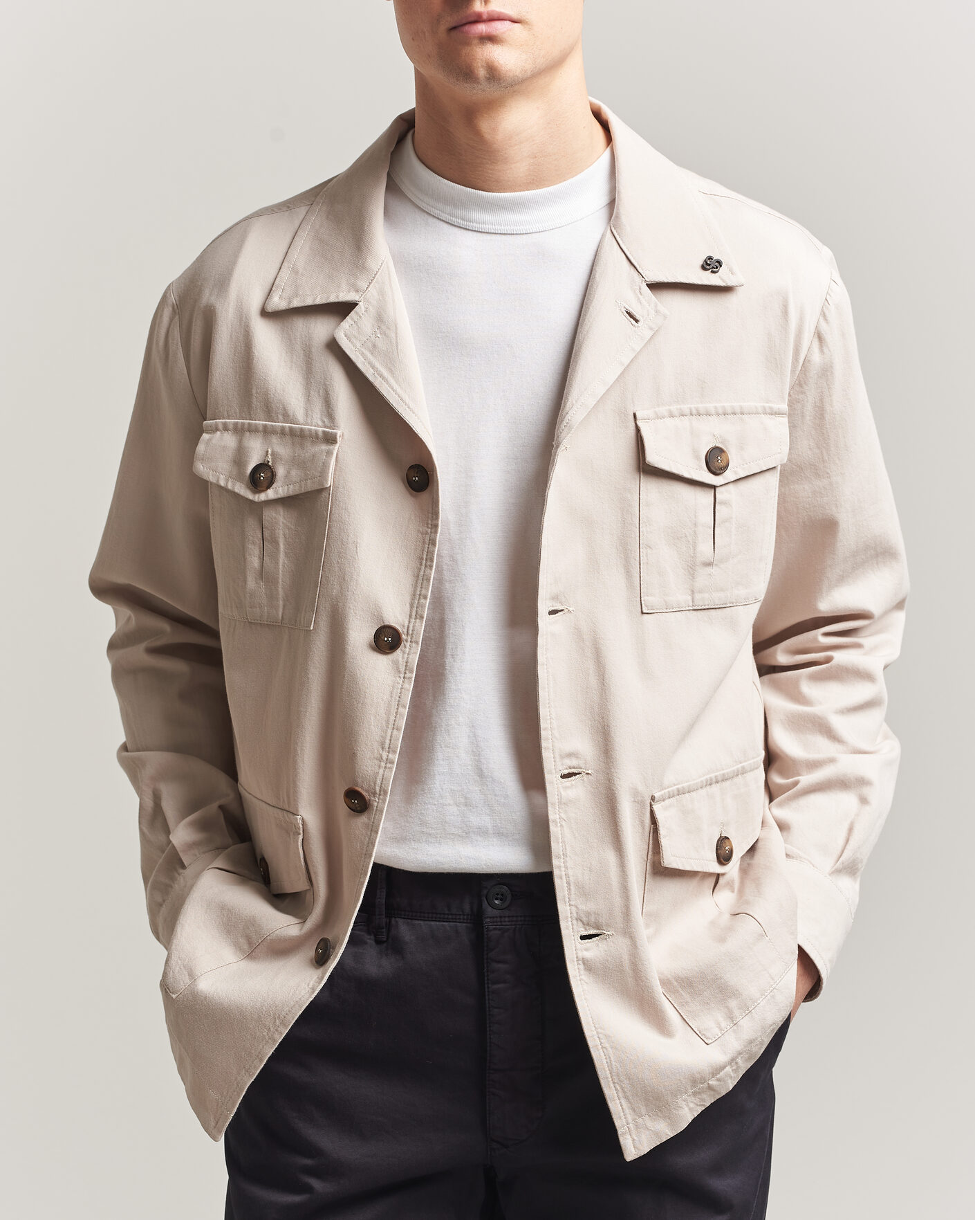 Uomini | Giacche | Gran Sasso | Cotton Safari Jacket Beige