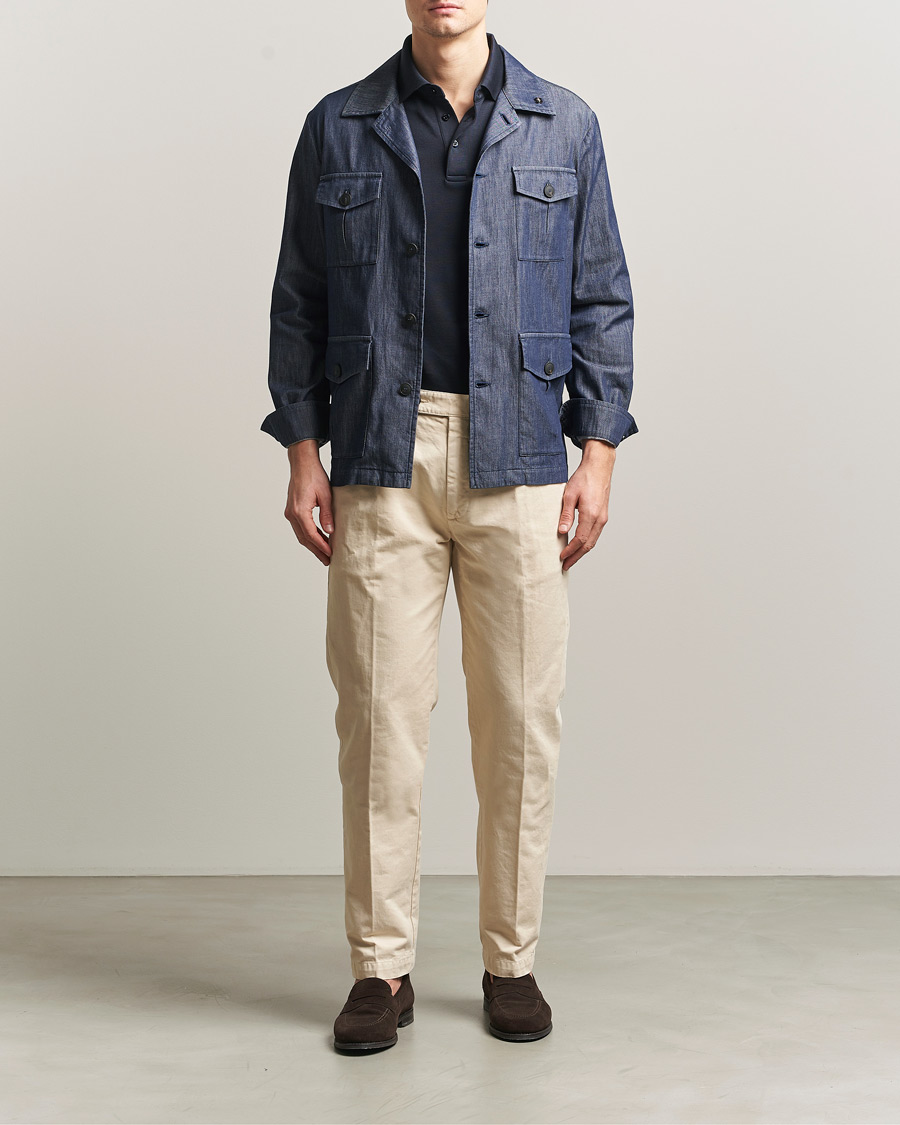 Uomini | Giacche | Gran Sasso | Cotton Safari Jacket Navy